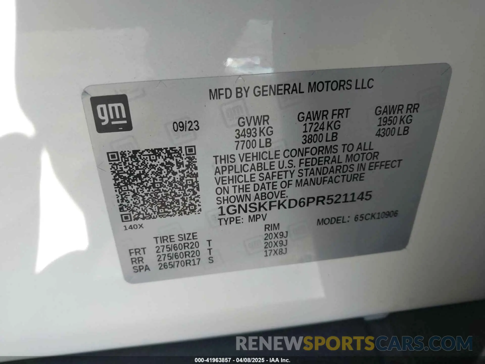 9 Photograph of a damaged car 1GNSKFKD6PR521145 CHEVROLET SUBURBAN 2023