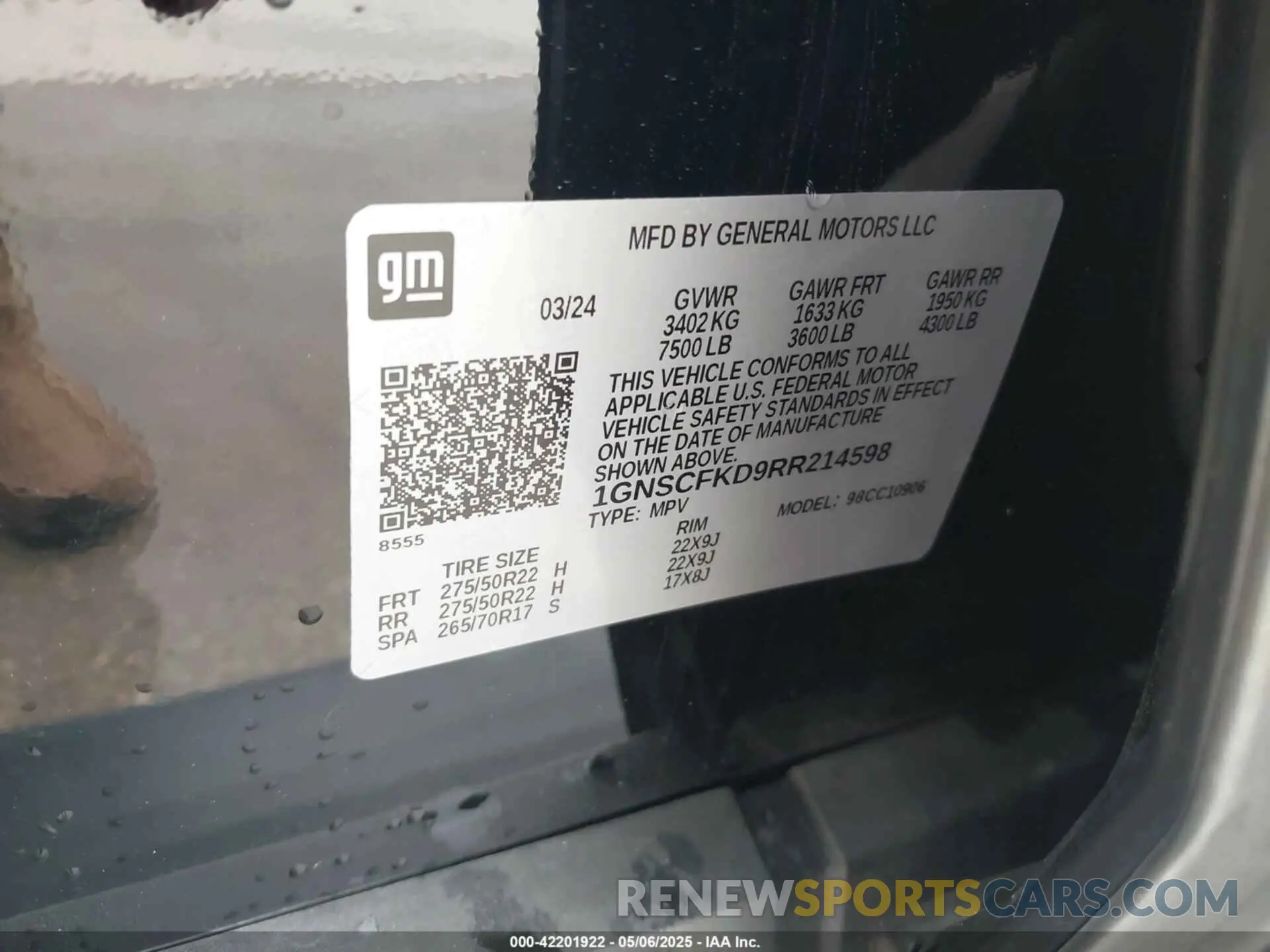9 Photograph of a damaged car 1GNSCFKD9RR214598 CHEVROLET SUBURBAN 2024