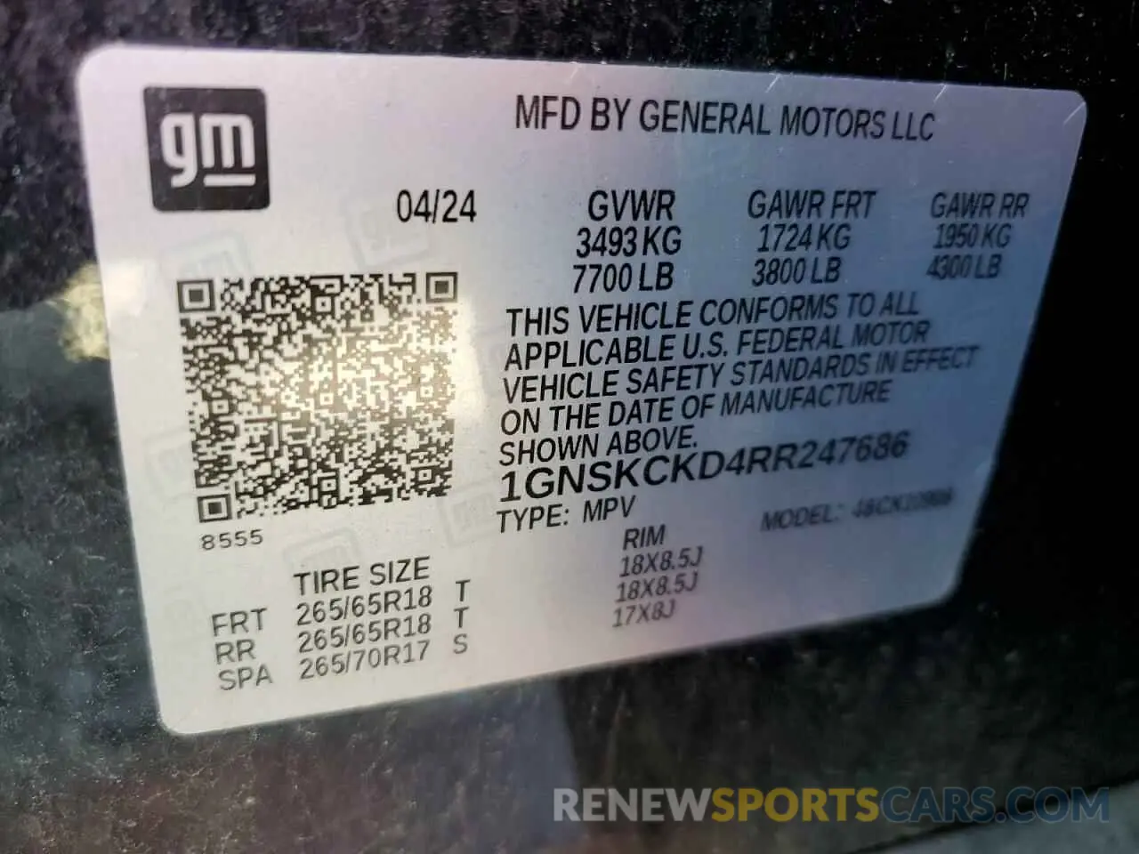 13 Photograph of a damaged car 1GNSKCKD4RR247686 CHEVROLET SUBURBAN 2024