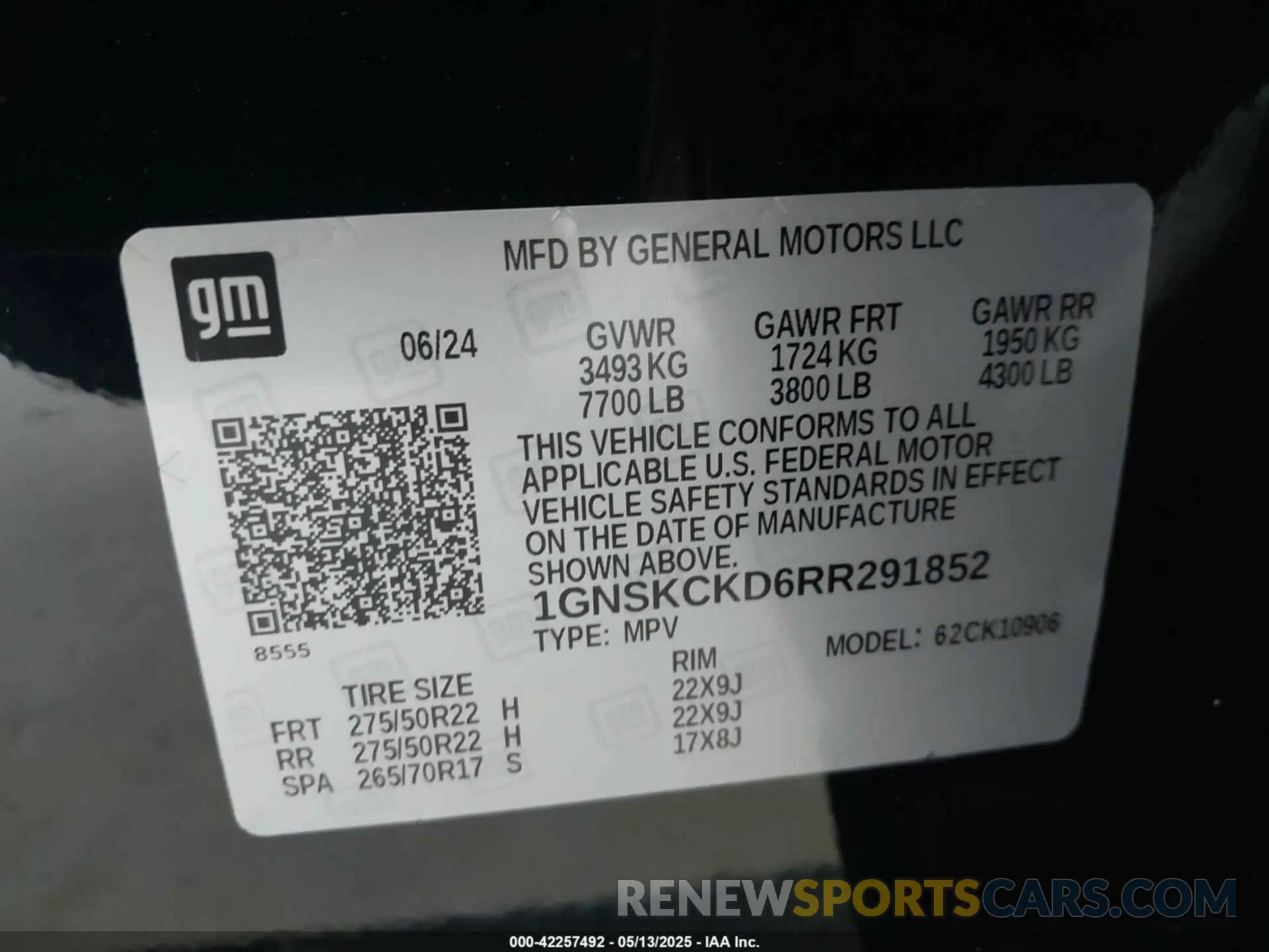 9 Photograph of a damaged car 1GNSKCKD6RR291852 CHEVROLET SUBURBAN 2024