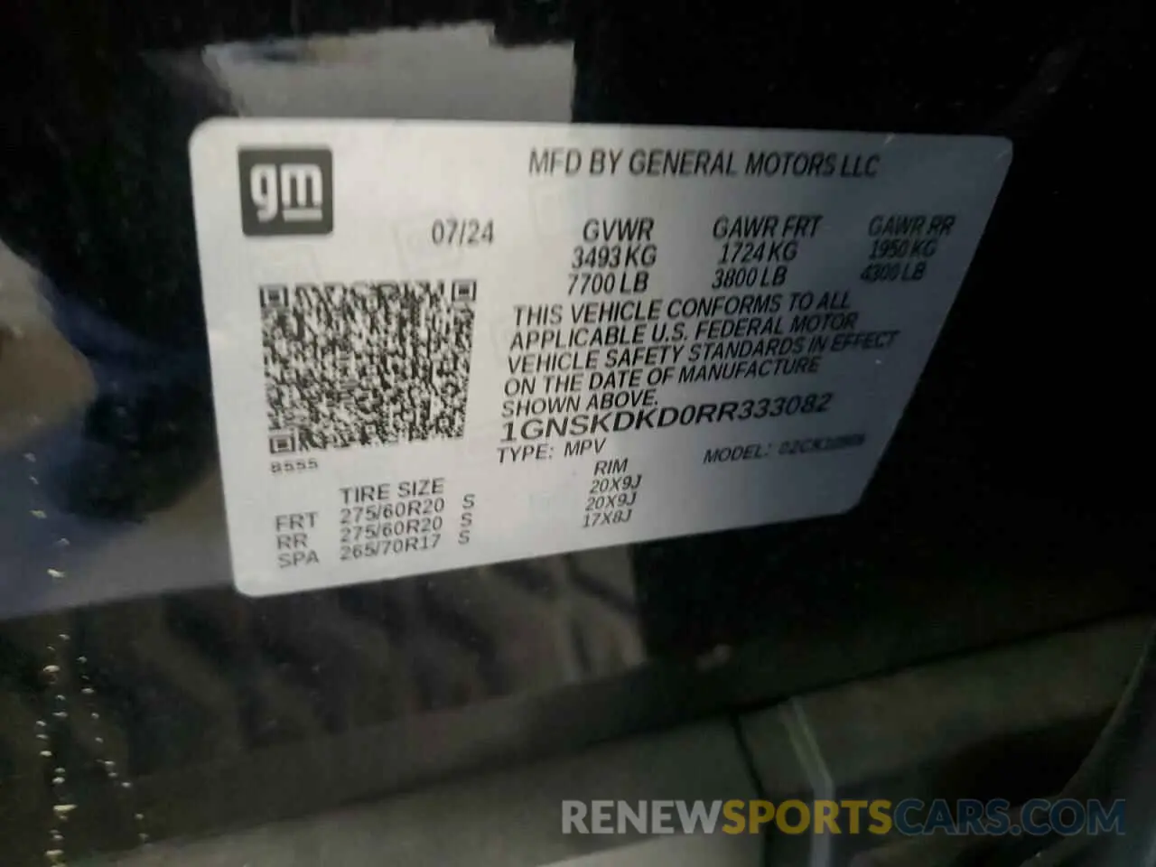 14 Photograph of a damaged car 1GNSKDKD0RR333082 CHEVROLET SUBURBAN 2024