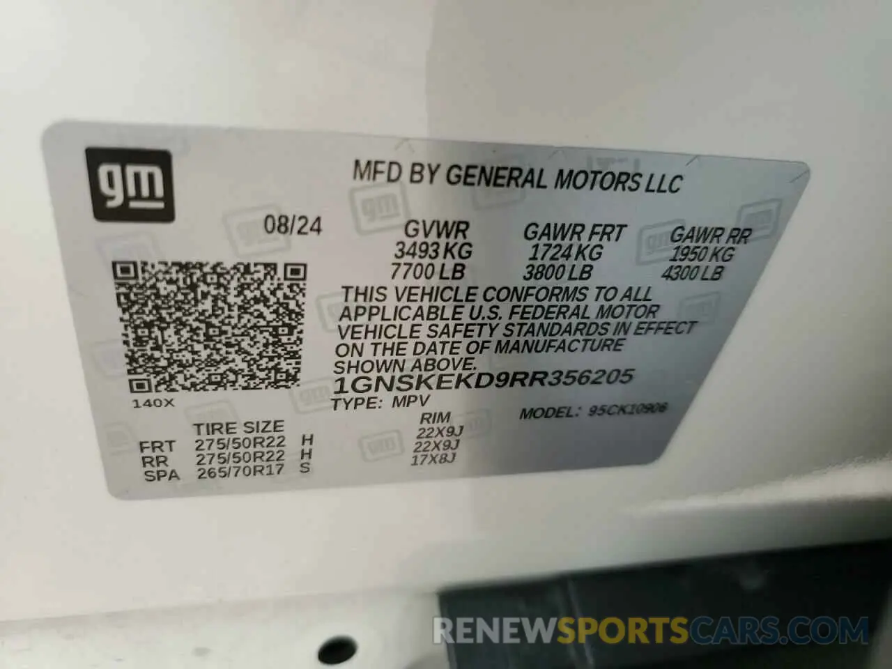 14 Photograph of a damaged car 1GNSKEKD9RR356205 CHEVROLET SUBURBAN 2024