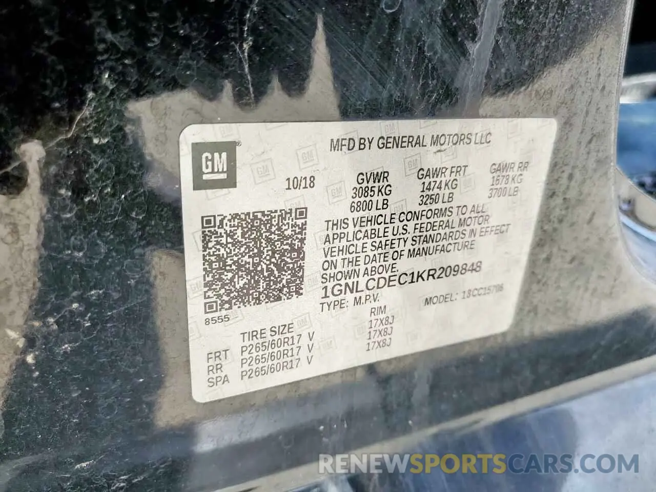 14 Photograph of a damaged car 1GNLCDEC1KR209848 CHEVROLET TAHOE 2019