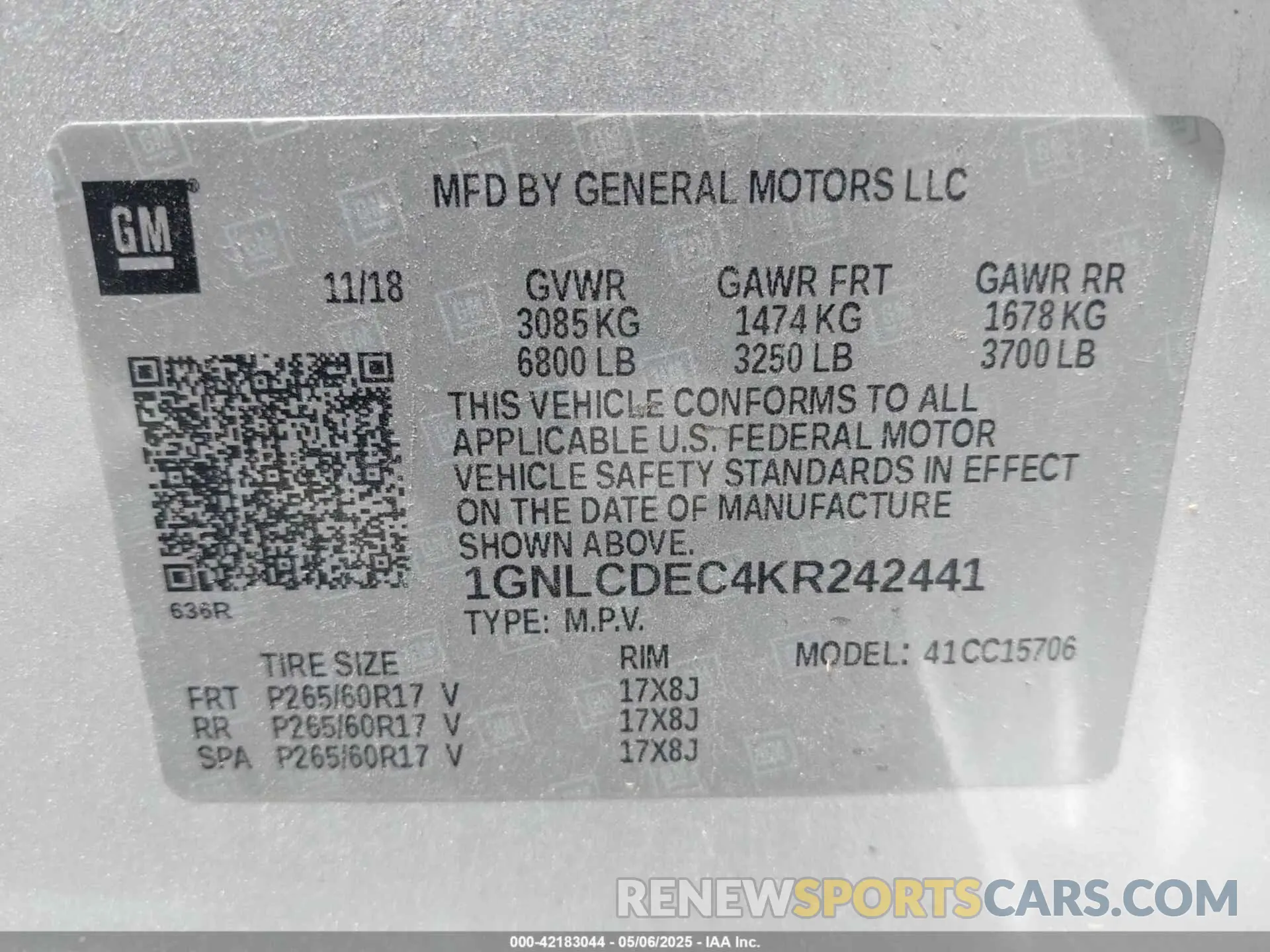 9 Photograph of a damaged car 1GNLCDEC4KR242441 CHEVROLET TAHOE 2019