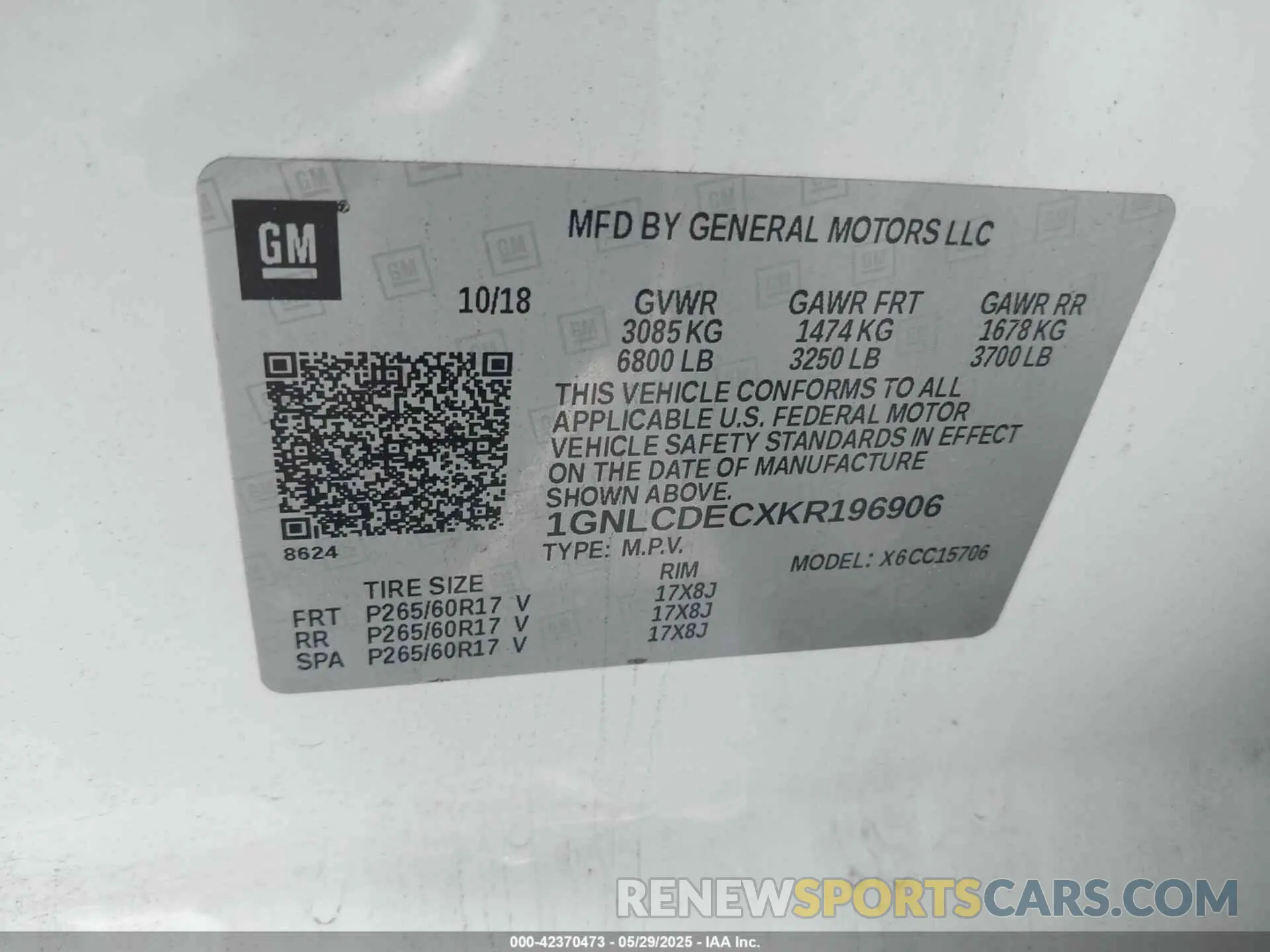 9 Photograph of a damaged car 1GNLCDECXKR196906 CHEVROLET TAHOE 2019