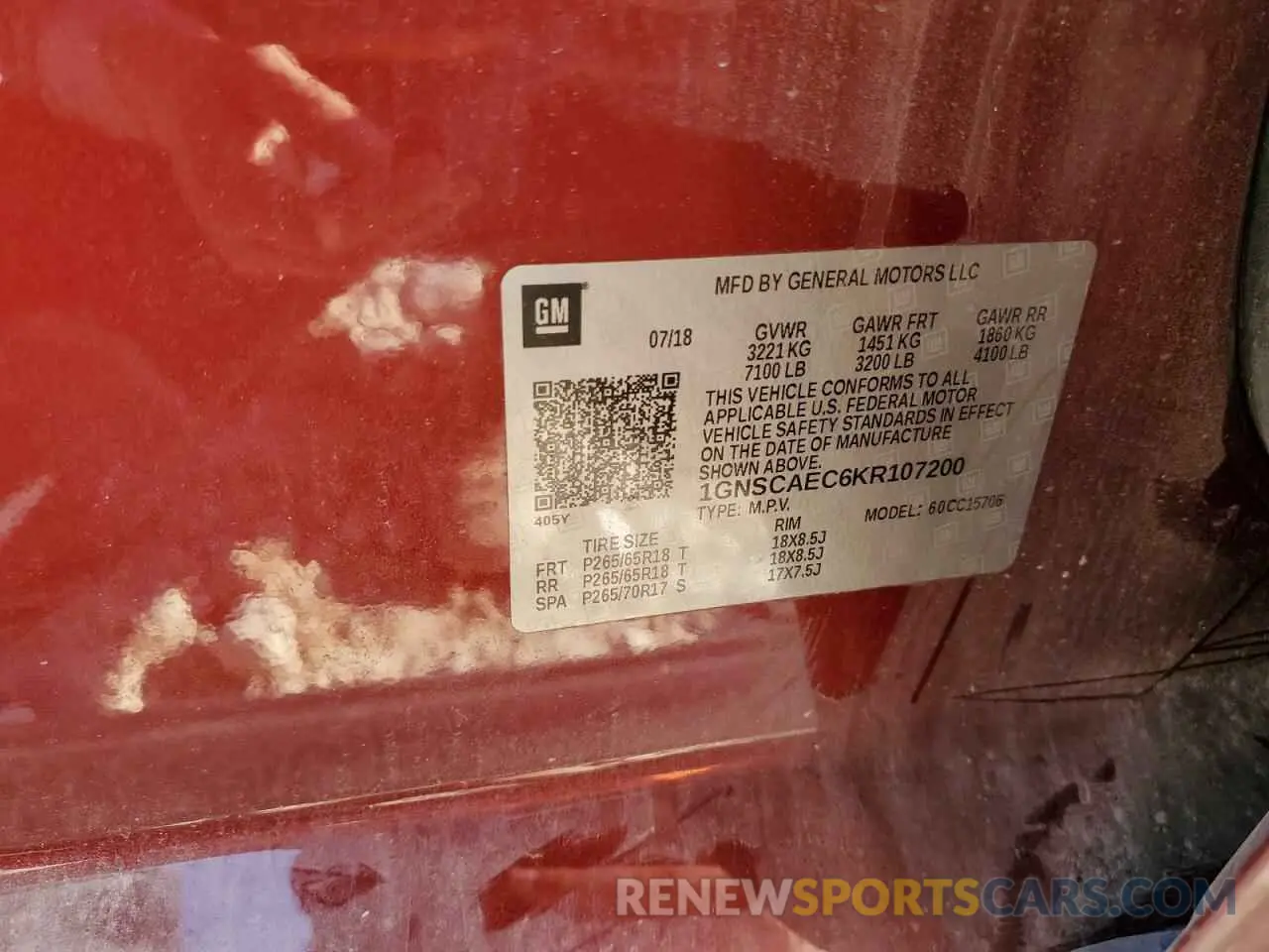 14 Photograph of a damaged car 1GNSCAEC6KR107200 CHEVROLET TAHOE 2019