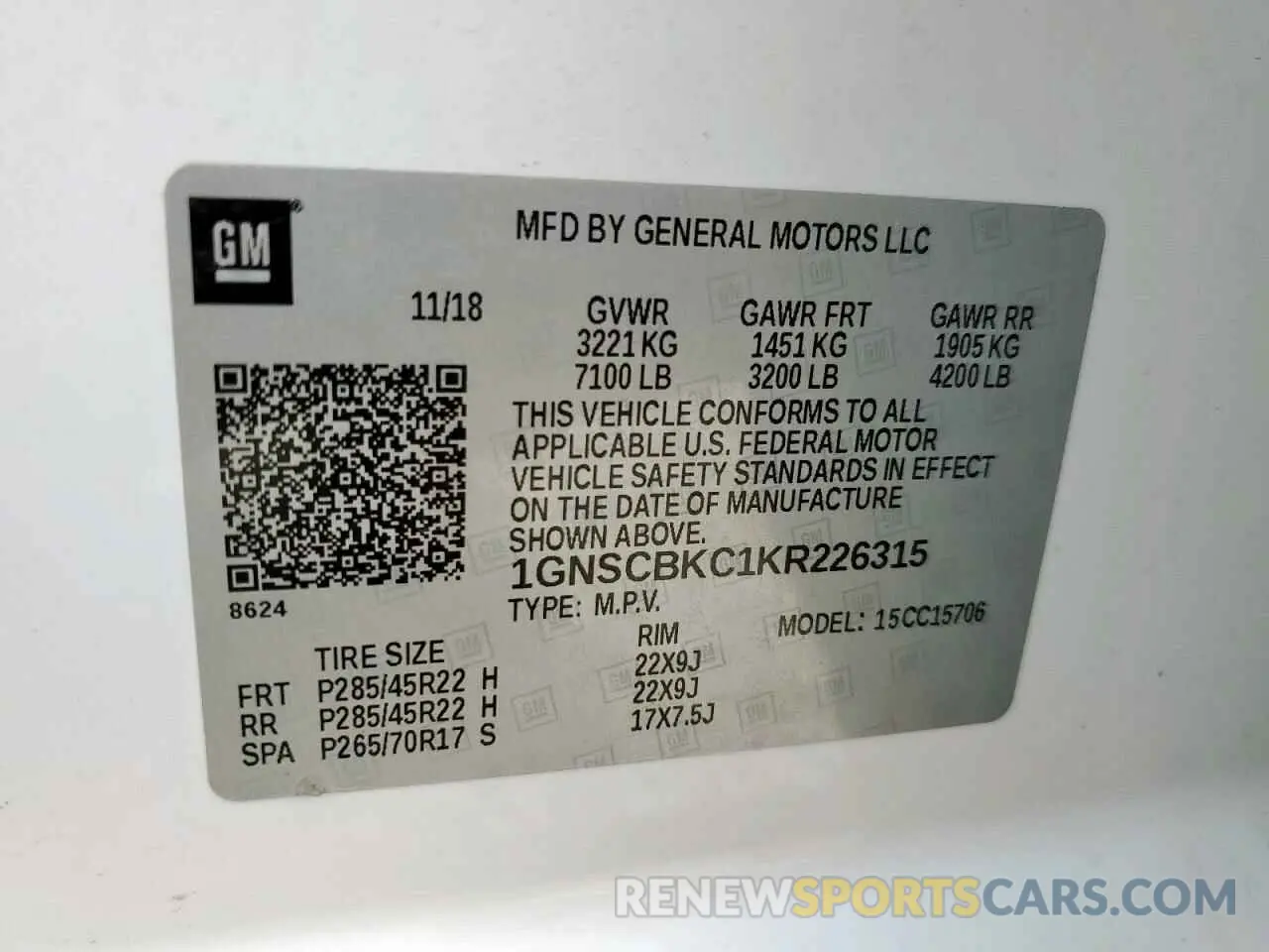 13 Photograph of a damaged car 1GNSCBKC1KR226315 CHEVROLET TAHOE 2019