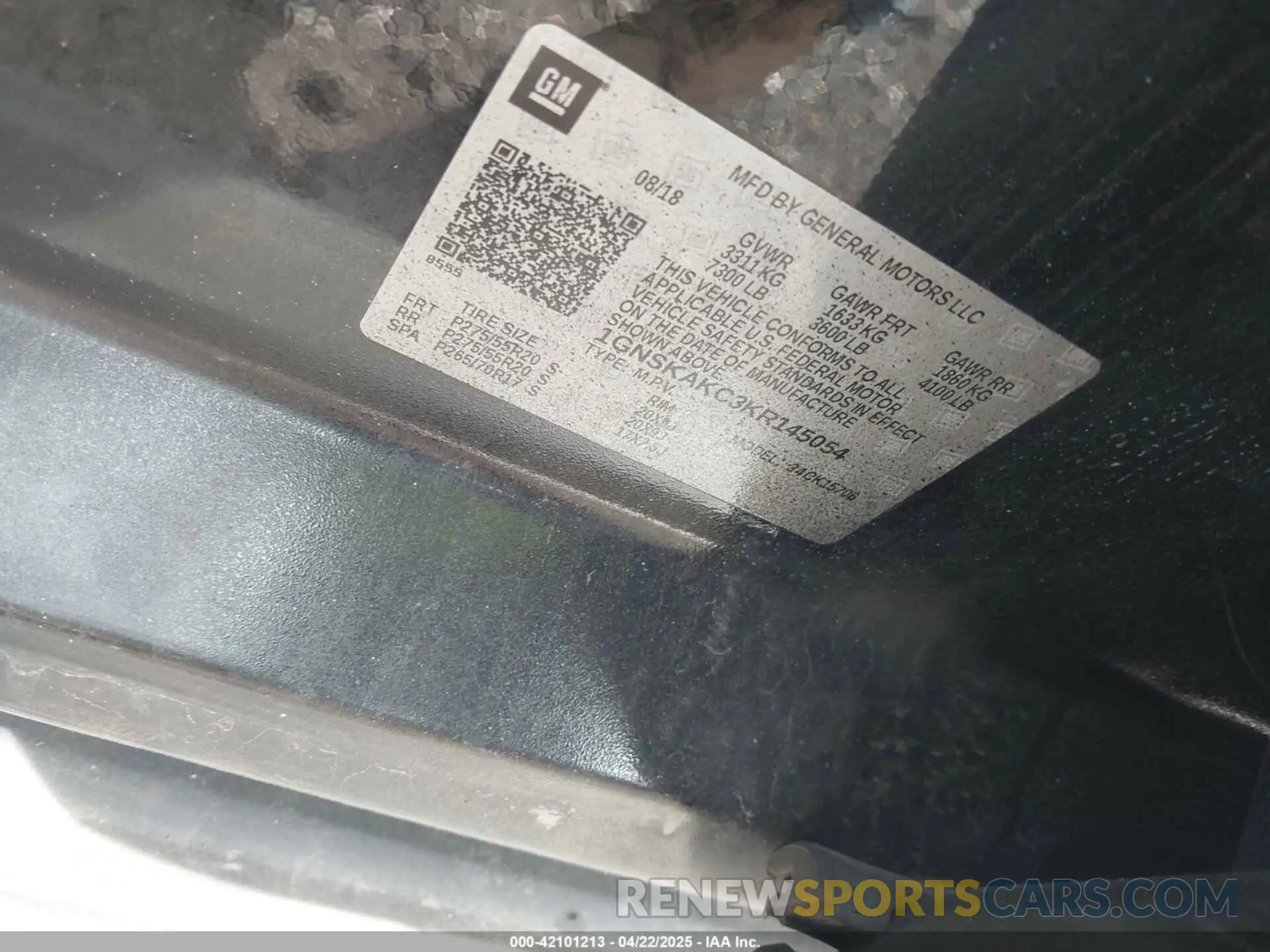 9 Photograph of a damaged car 1GNSKAKC3KR145054 CHEVROLET TAHOE 2019