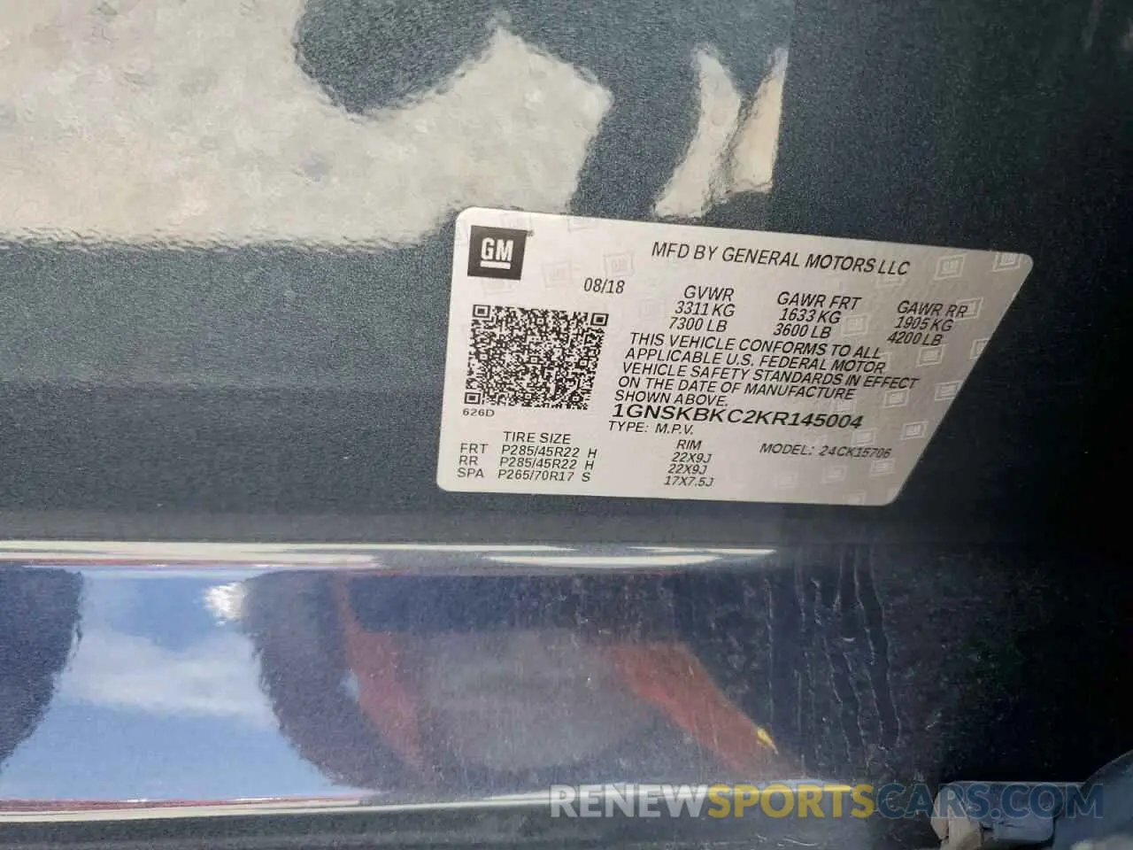 14 Photograph of a damaged car 1GNSKBKC2KR145004 CHEVROLET TAHOE 2019