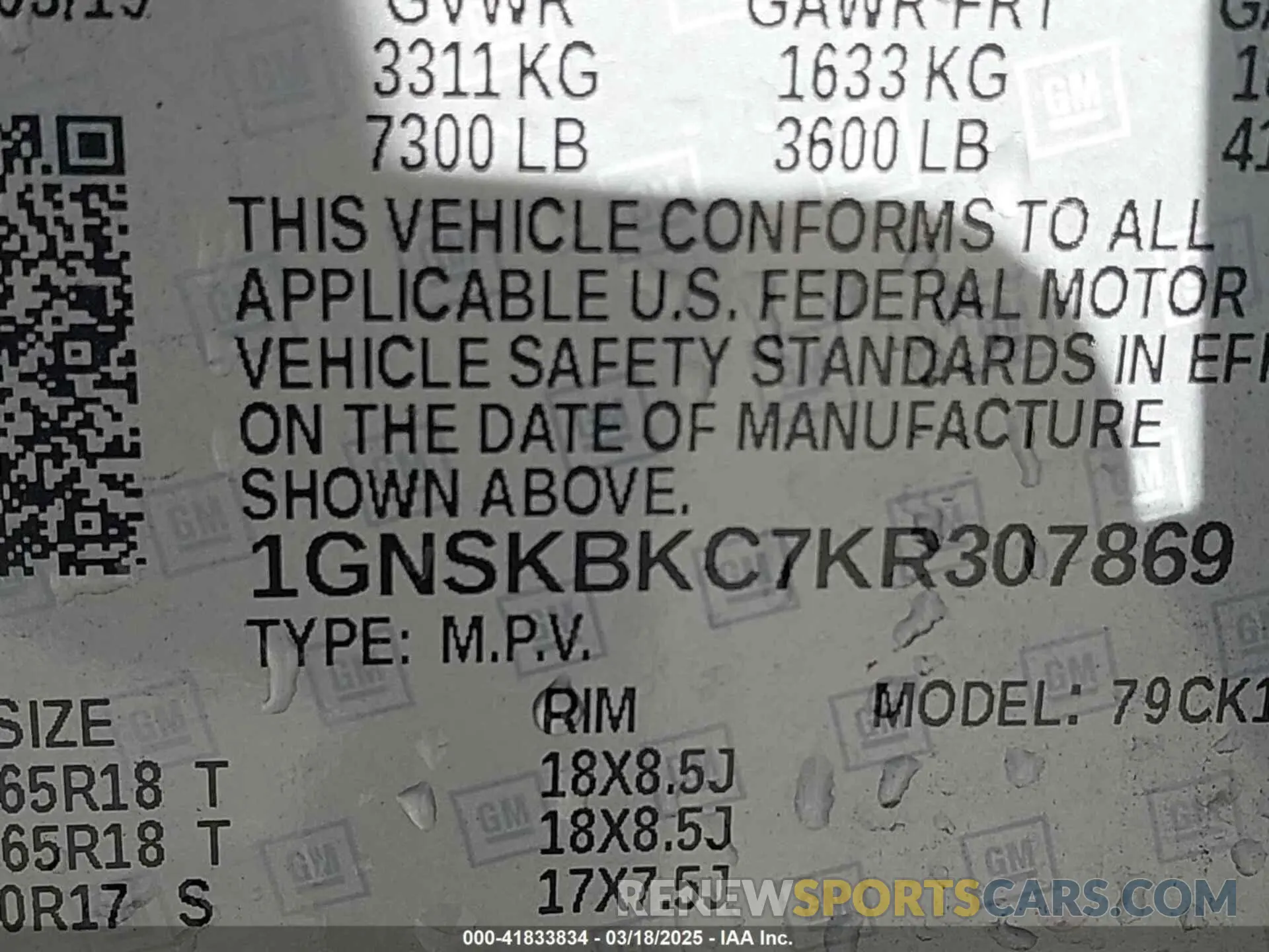 9 Photograph of a damaged car 1GNSKBKC7KR307869 CHEVROLET TAHOE 2019