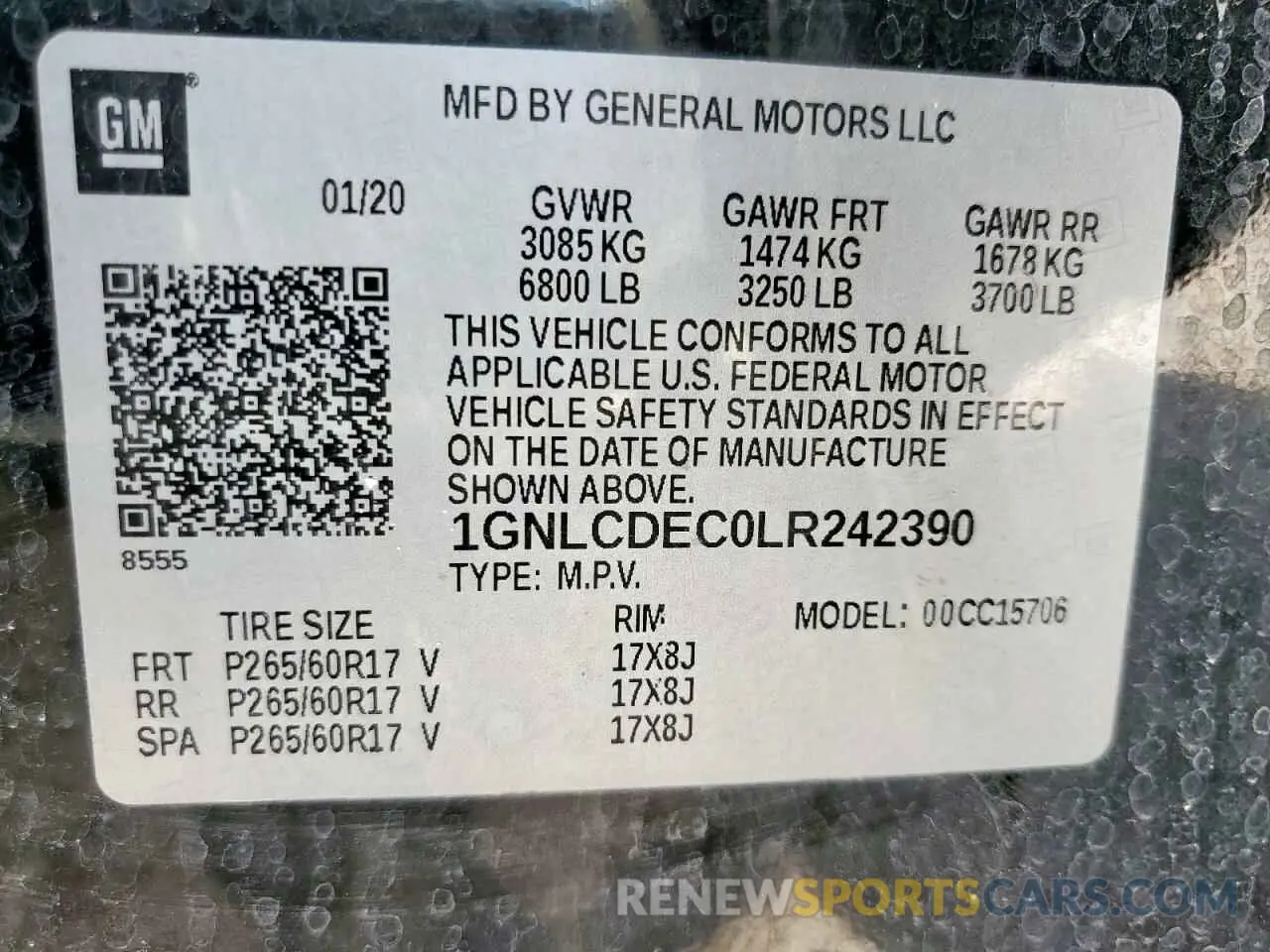 14 Photograph of a damaged car 1GNLCDEC0LR242390 CHEVROLET TAHOE 2020