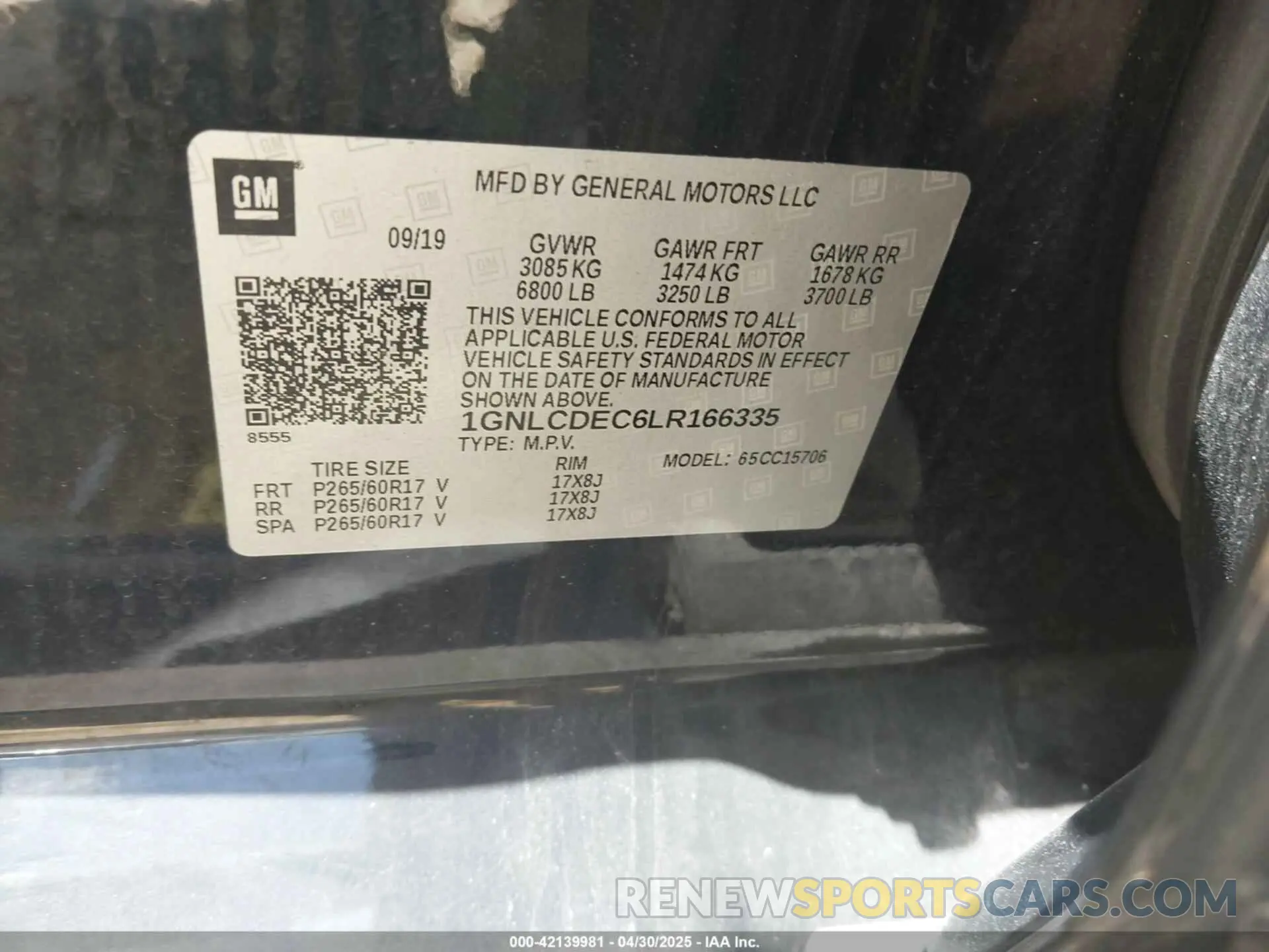 9 Photograph of a damaged car 1GNLCDEC6LR166335 CHEVROLET TAHOE 2020