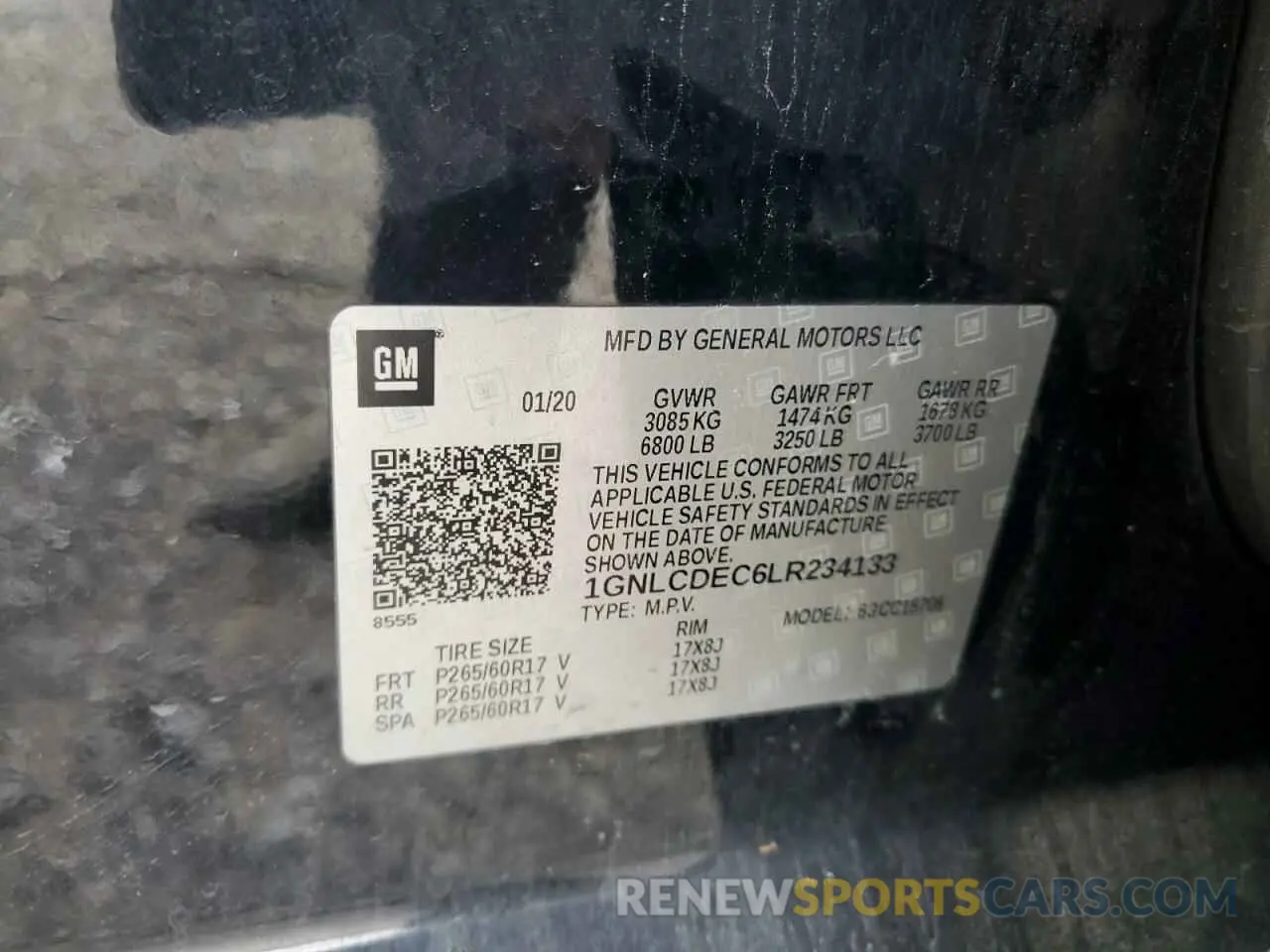 13 Photograph of a damaged car 1GNLCDEC6LR234133 CHEVROLET TAHOE 2020