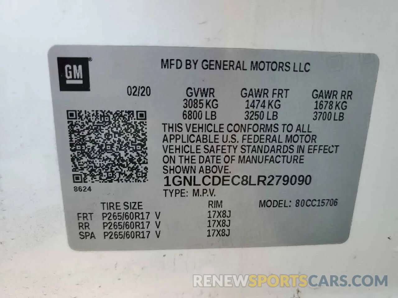 13 Photograph of a damaged car 1GNLCDEC8LR279090 CHEVROLET TAHOE 2020