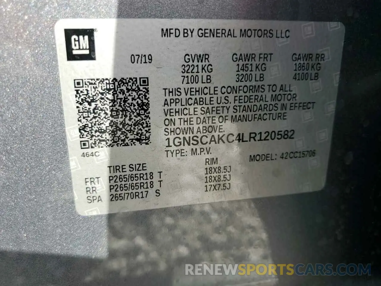 13 Photograph of a damaged car 1GNSCAKC4LR120582 CHEVROLET TAHOE 2020