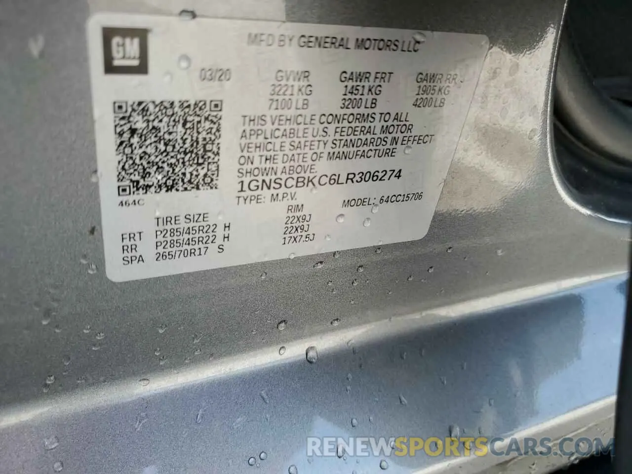 13 Photograph of a damaged car 1GNSCBKC6LR306274 CHEVROLET TAHOE 2020