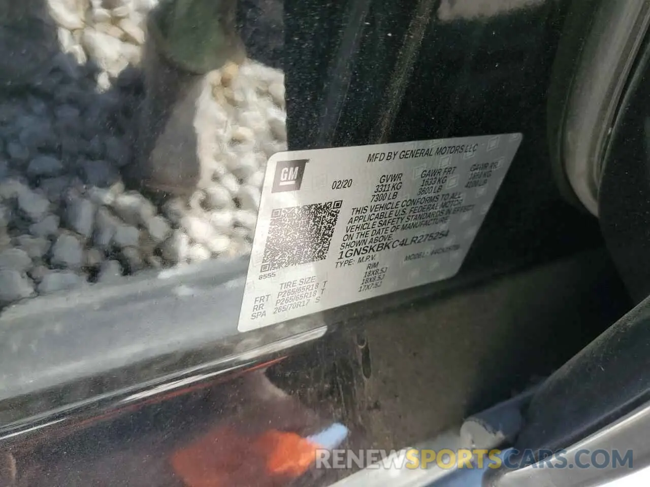 14 Photograph of a damaged car 1GNSKBKC4LR275254 CHEVROLET TAHOE 2020