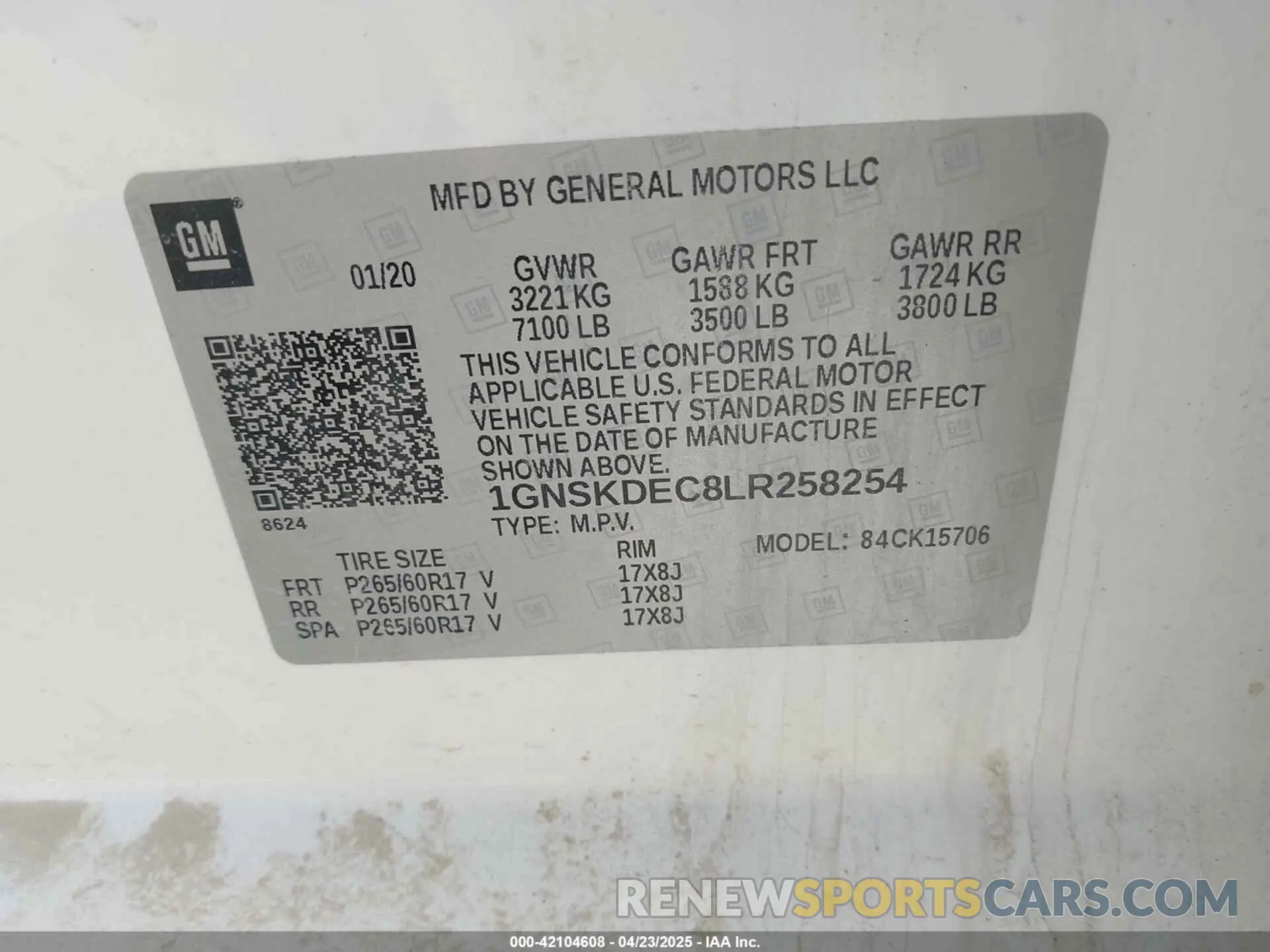 9 Photograph of a damaged car 1GNSKDEC8LR258254 CHEVROLET TAHOE 2020