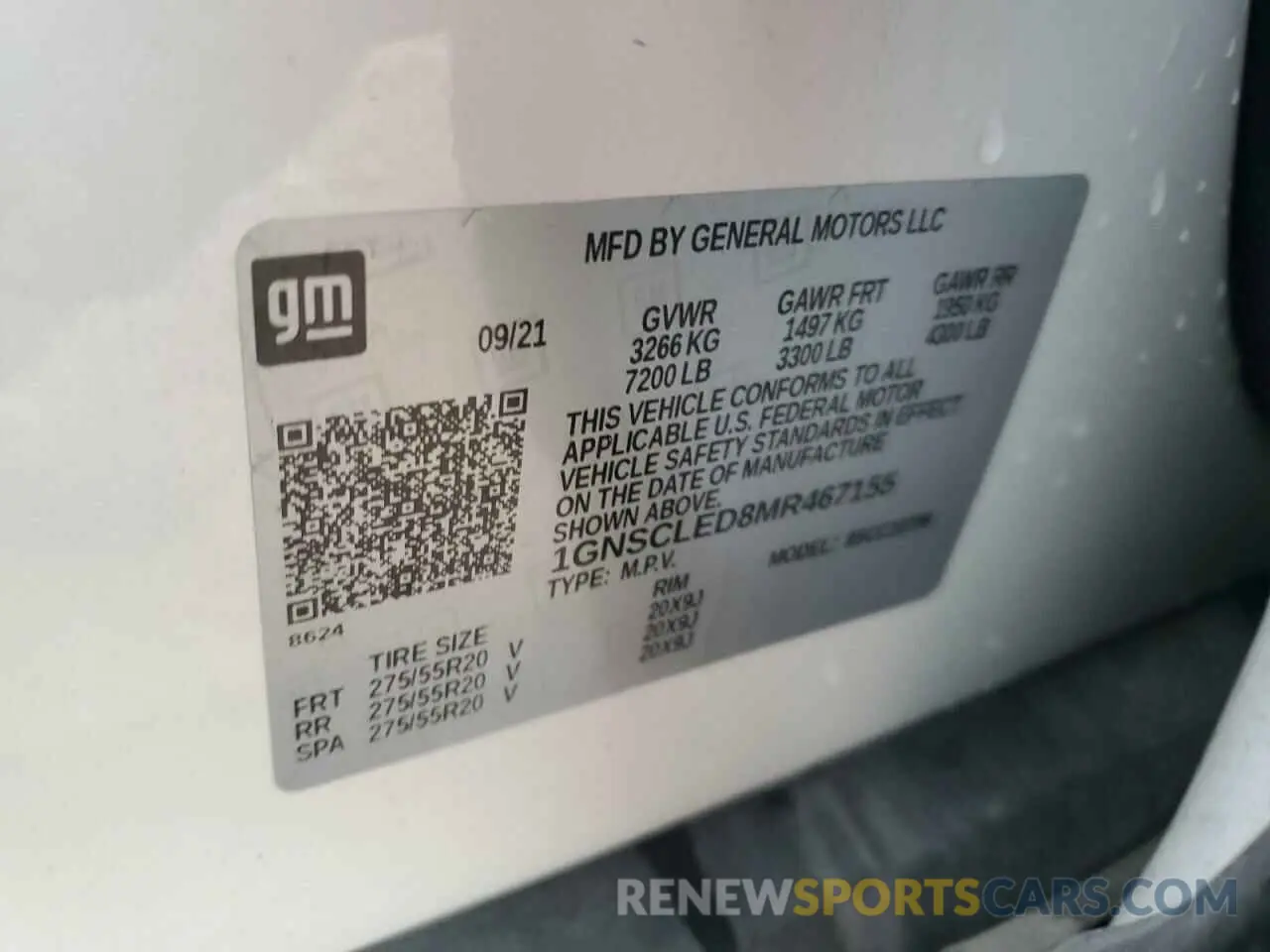 12 Photograph of a damaged car 1GNSCLED8MR467155 CHEVROLET TAHOE 2021