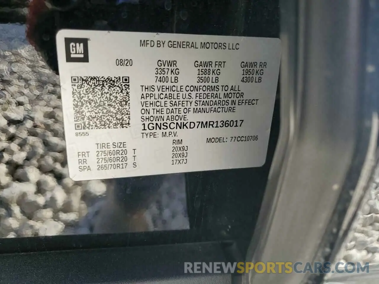 15 Photograph of a damaged car 1GNSCNKD7MR136017 CHEVROLET TAHOE 2021