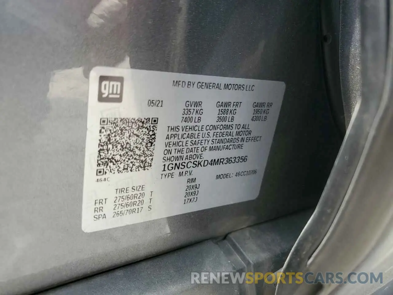 13 Photograph of a damaged car 1GNSCSKD4MR363356 CHEVROLET TAHOE 2021
