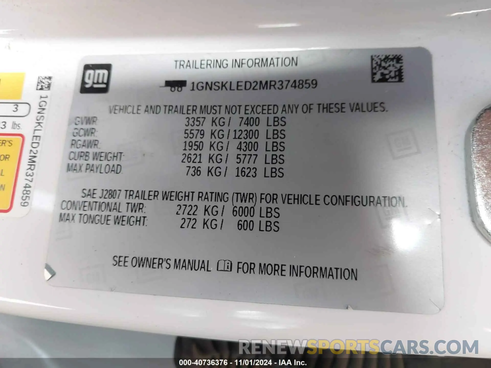 9 Photograph of a damaged car 1GNSKLED2MR374859 CHEVROLET TAHOE 2021