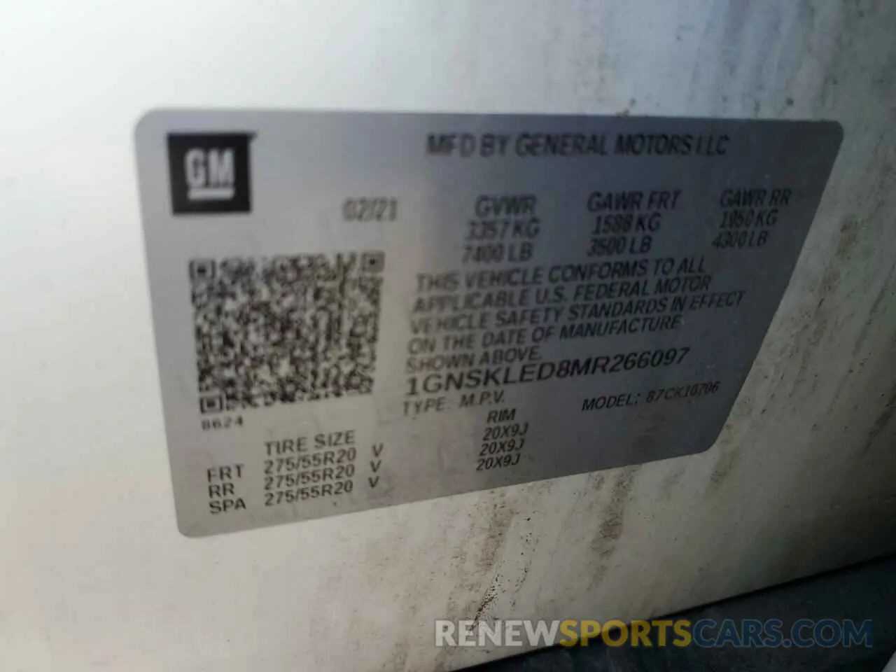 14 Photograph of a damaged car 1GNSKLED8MR266097 CHEVROLET TAHOE 2021