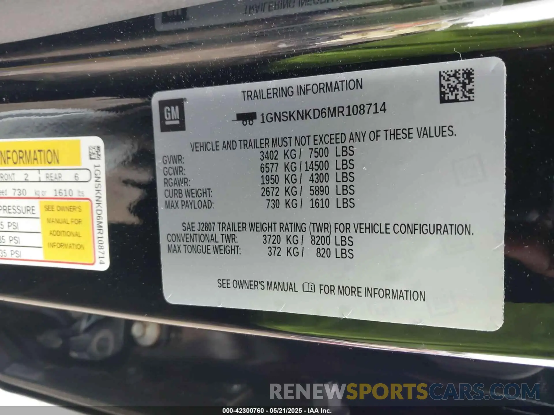 9 Photograph of a damaged car 1GNSKNKD6MR108714 CHEVROLET TAHOE 2021