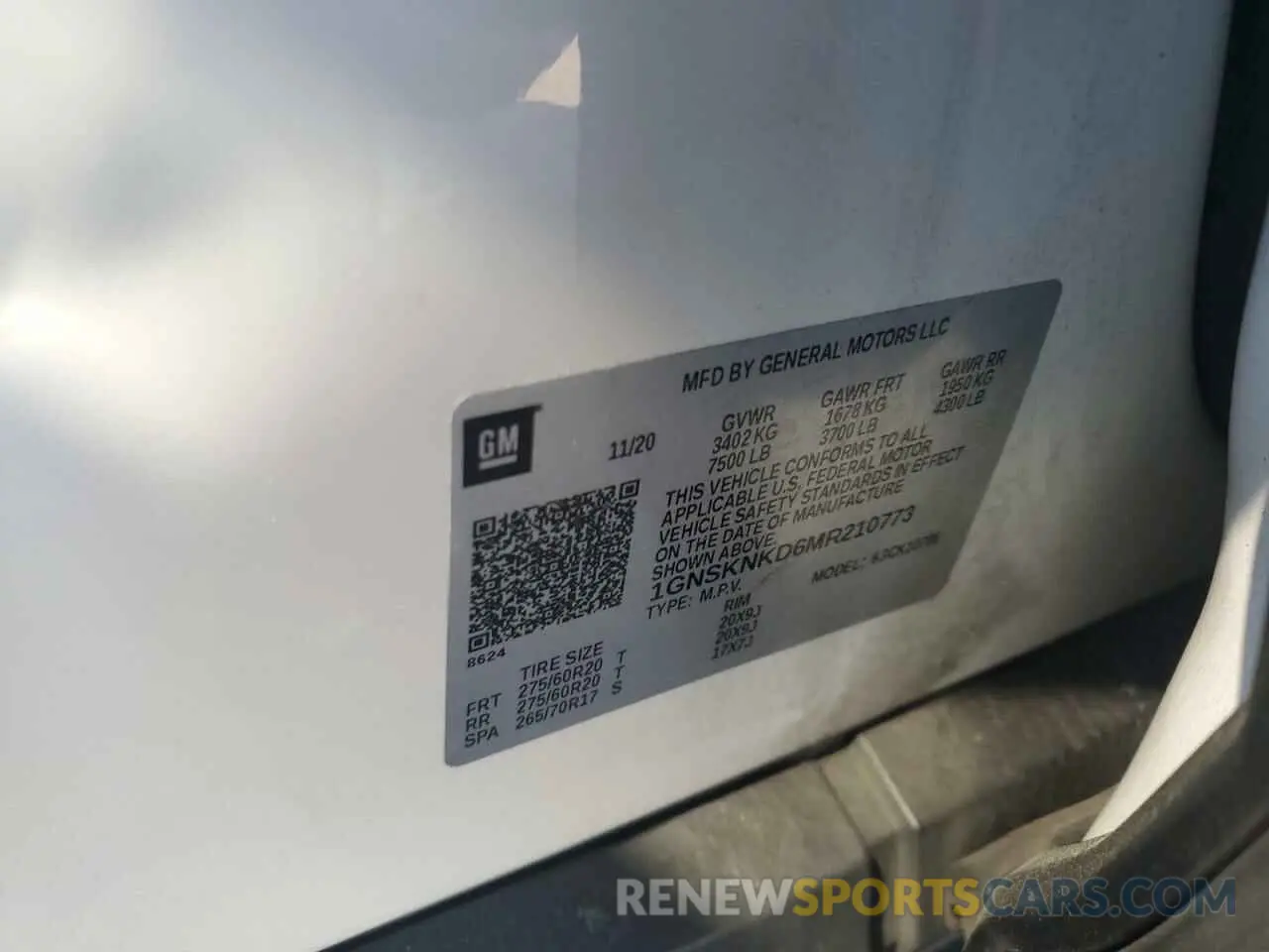 13 Photograph of a damaged car 1GNSKNKD6MR210773 CHEVROLET TAHOE 2021