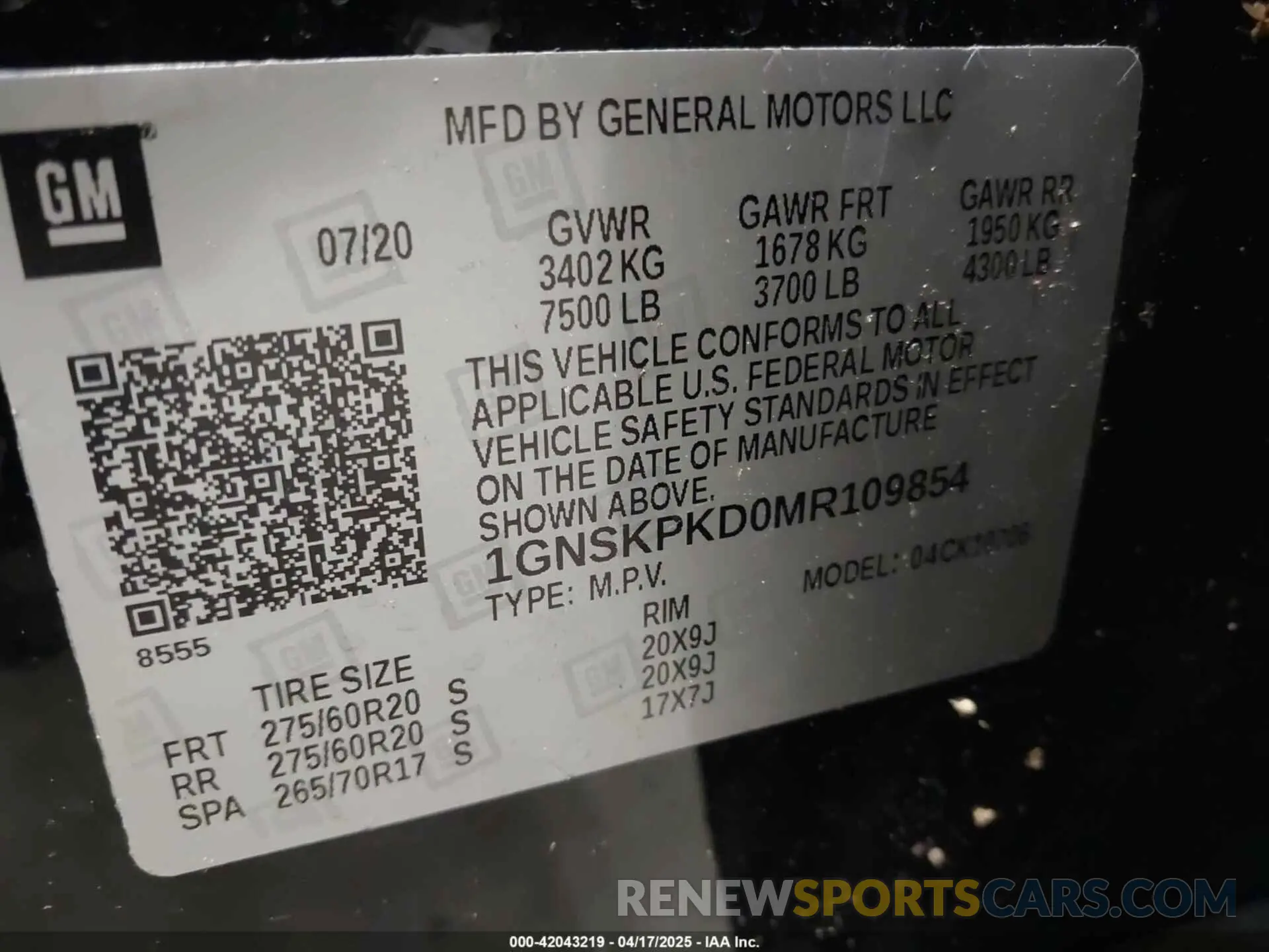 9 Photograph of a damaged car 1GNSKPKD0MR109854 CHEVROLET TAHOE 2021