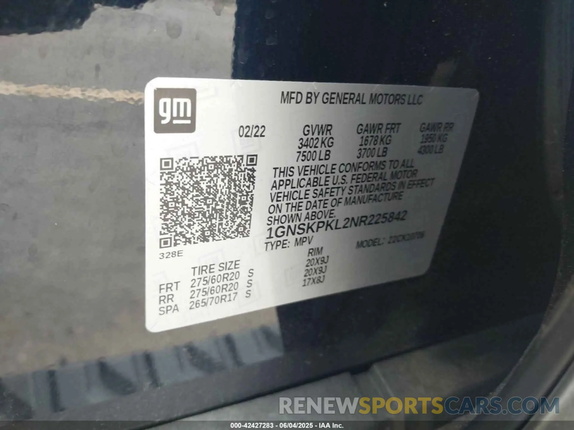 9 Photograph of a damaged car 1GNSKPKL2NR225842 CHEVROLET TAHOE 2022