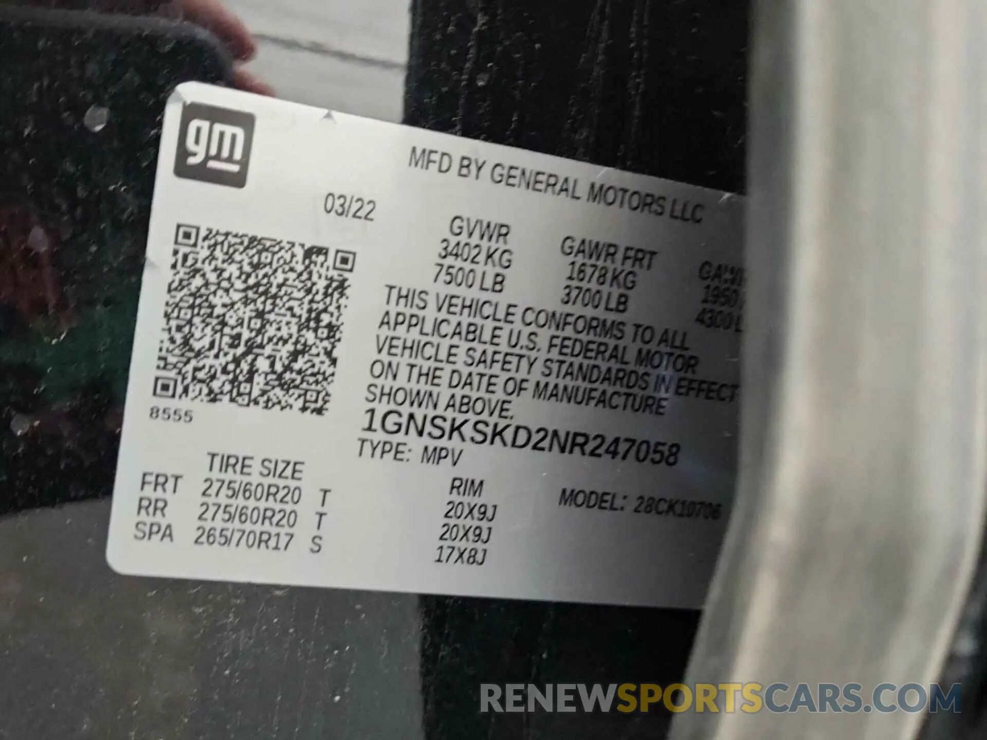 9 Photograph of a damaged car 1GNSKSKD2NR247058 CHEVROLET TAHOE 2022