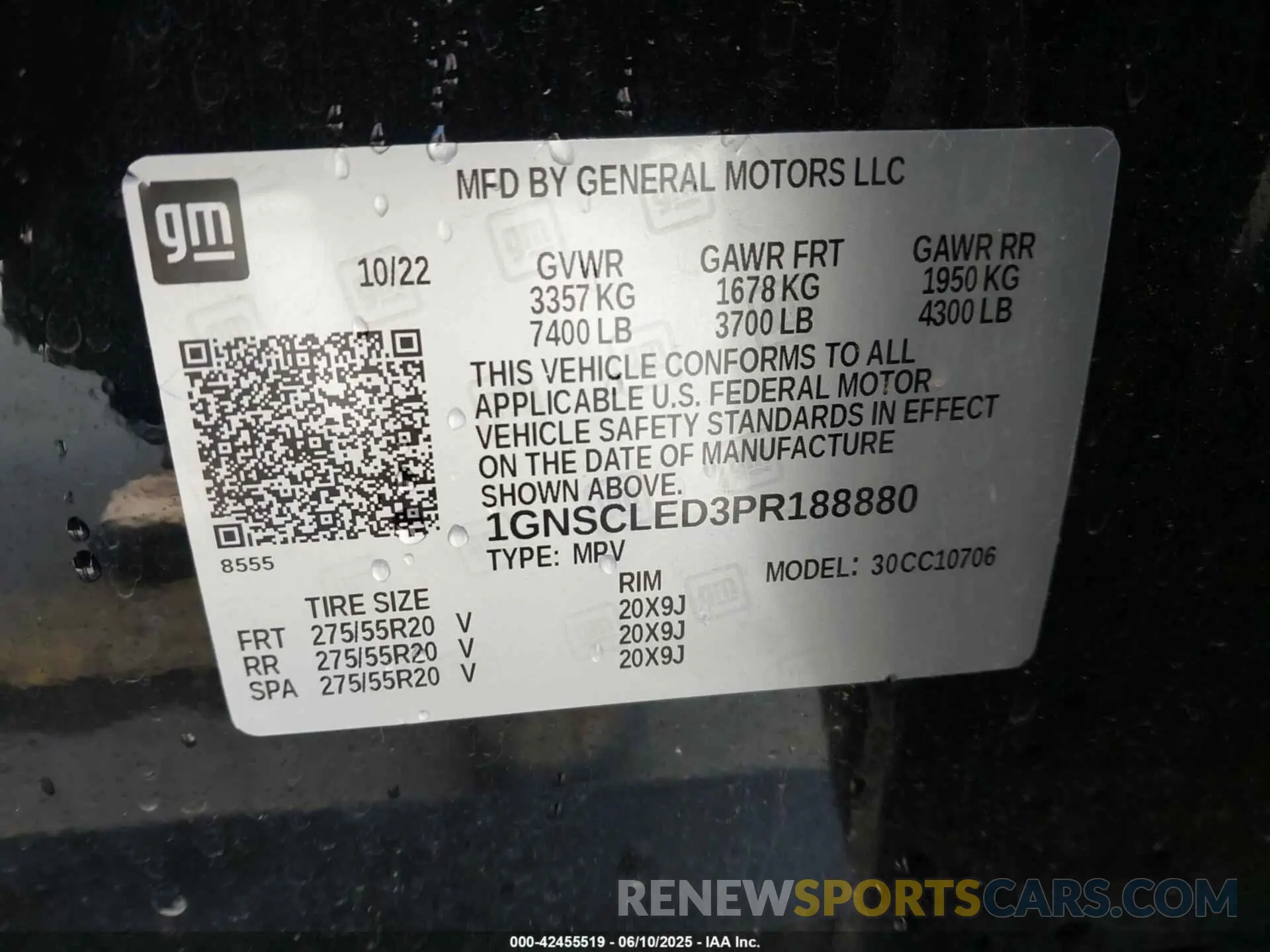 9 Photograph of a damaged car 1GNSCLED3PR188880 CHEVROLET TAHOE 2023