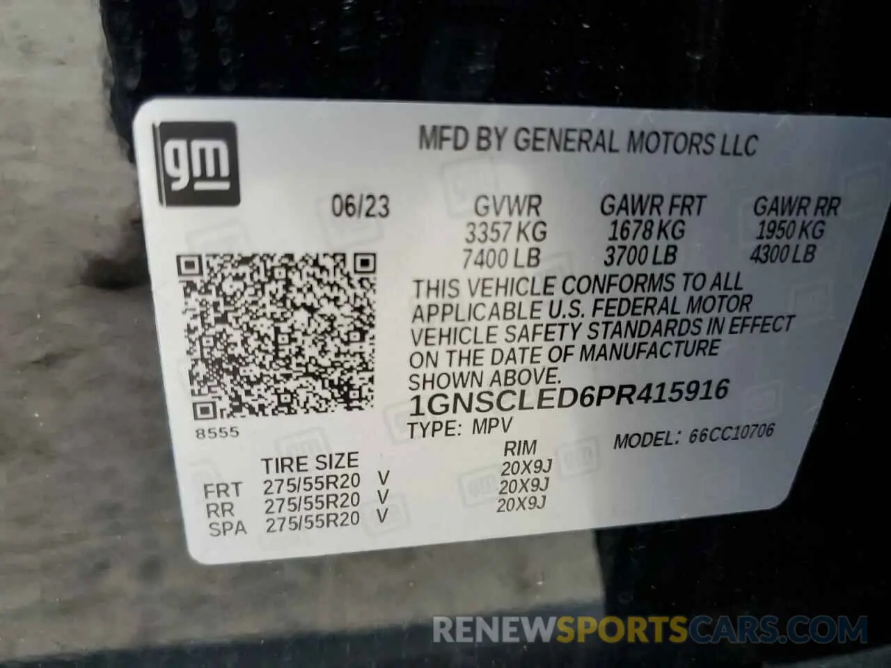 13 Photograph of a damaged car 1GNSCLED6PR415916 CHEVROLET TAHOE 2023