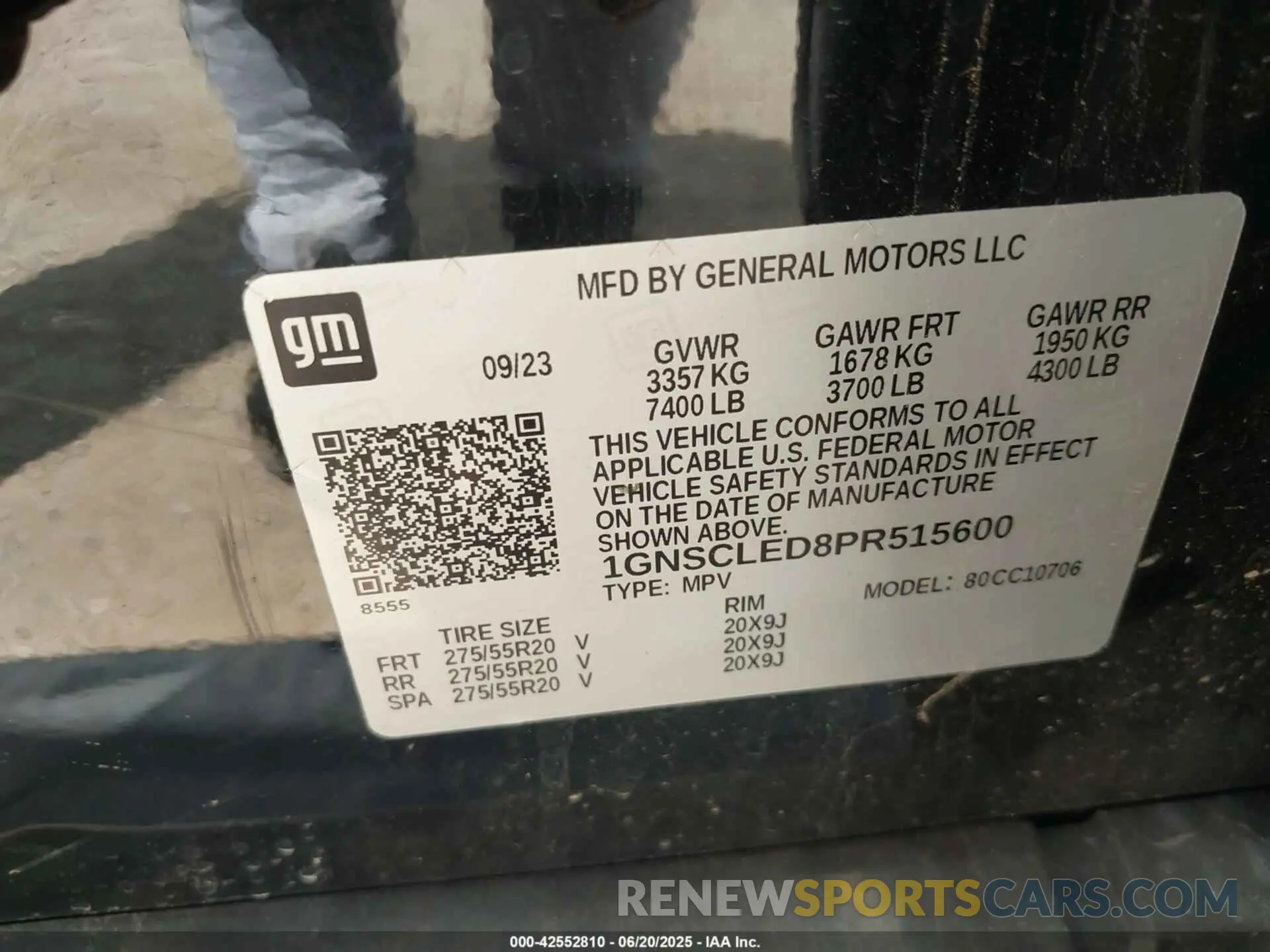 9 Photograph of a damaged car 1GNSCLED8PR515600 CHEVROLET TAHOE 2023