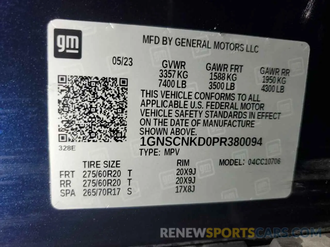 13 Photograph of a damaged car 1GNSCNKD0PR380094 CHEVROLET TAHOE 2023