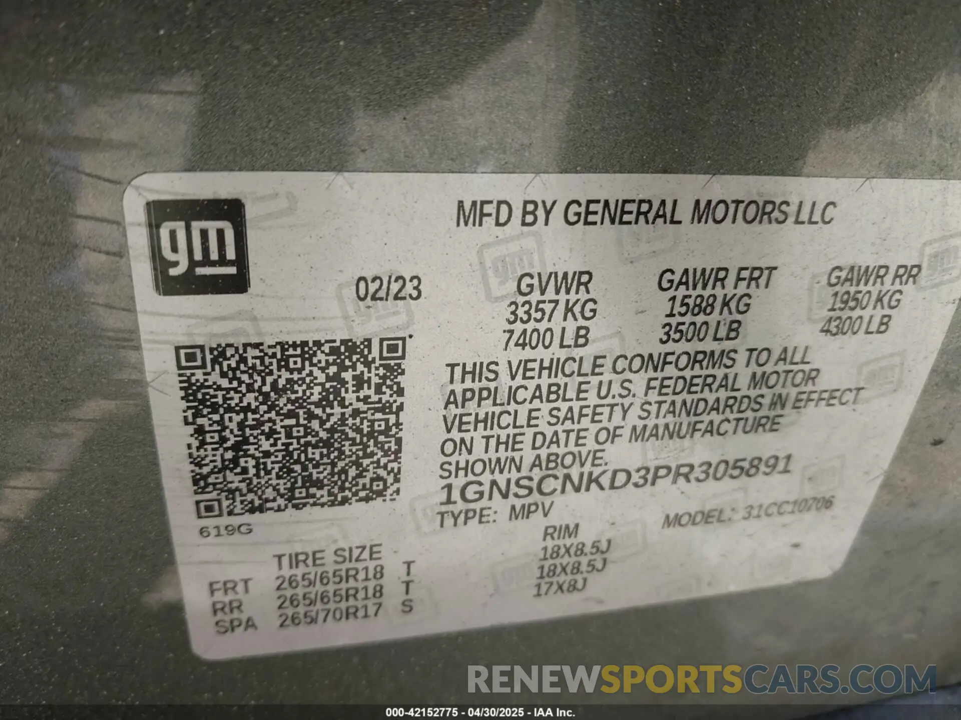 9 Photograph of a damaged car 1GNSCNKD3PR305891 CHEVROLET TAHOE 2023