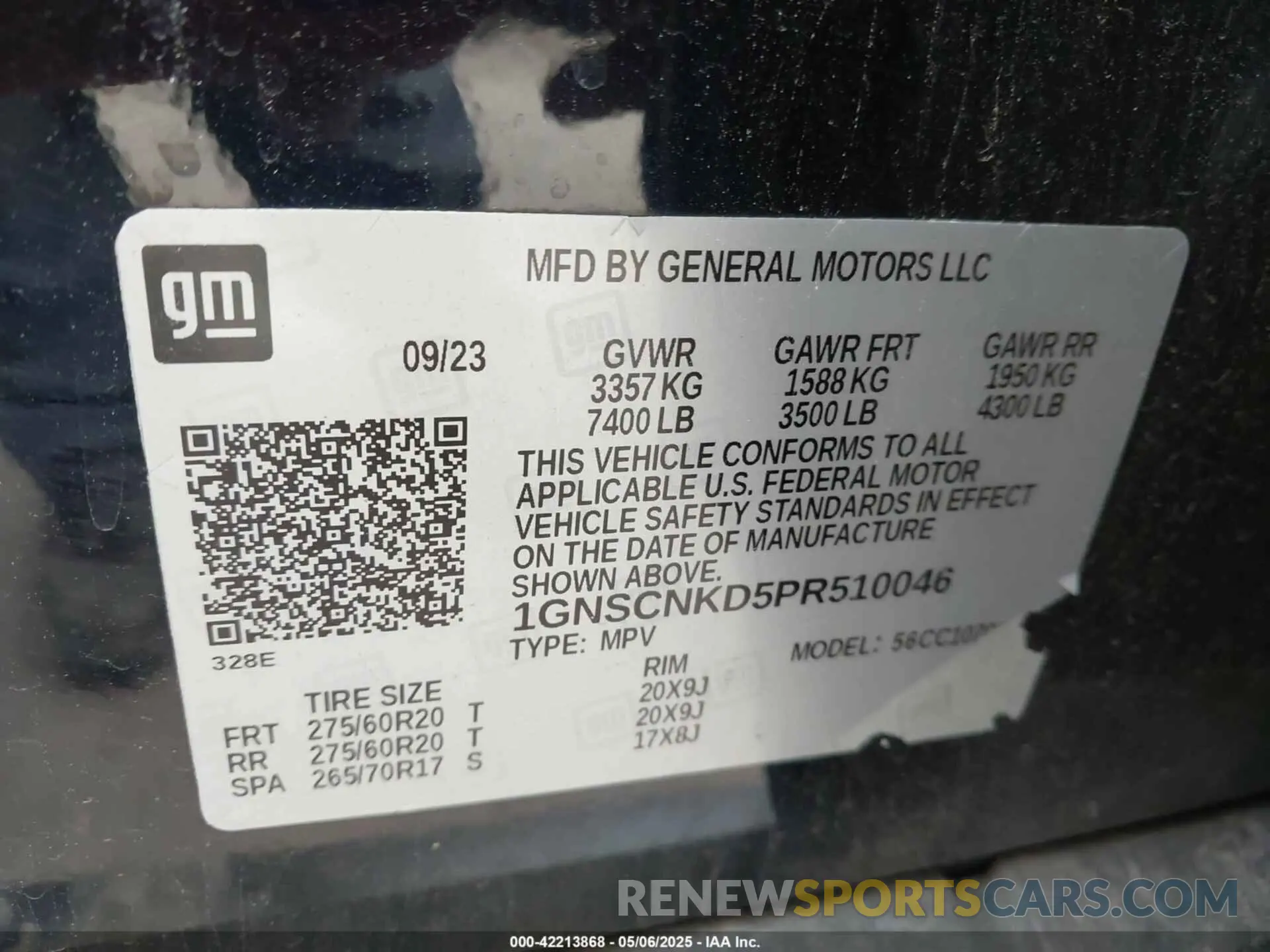 9 Photograph of a damaged car 1GNSCNKD5PR510046 CHEVROLET TAHOE 2023