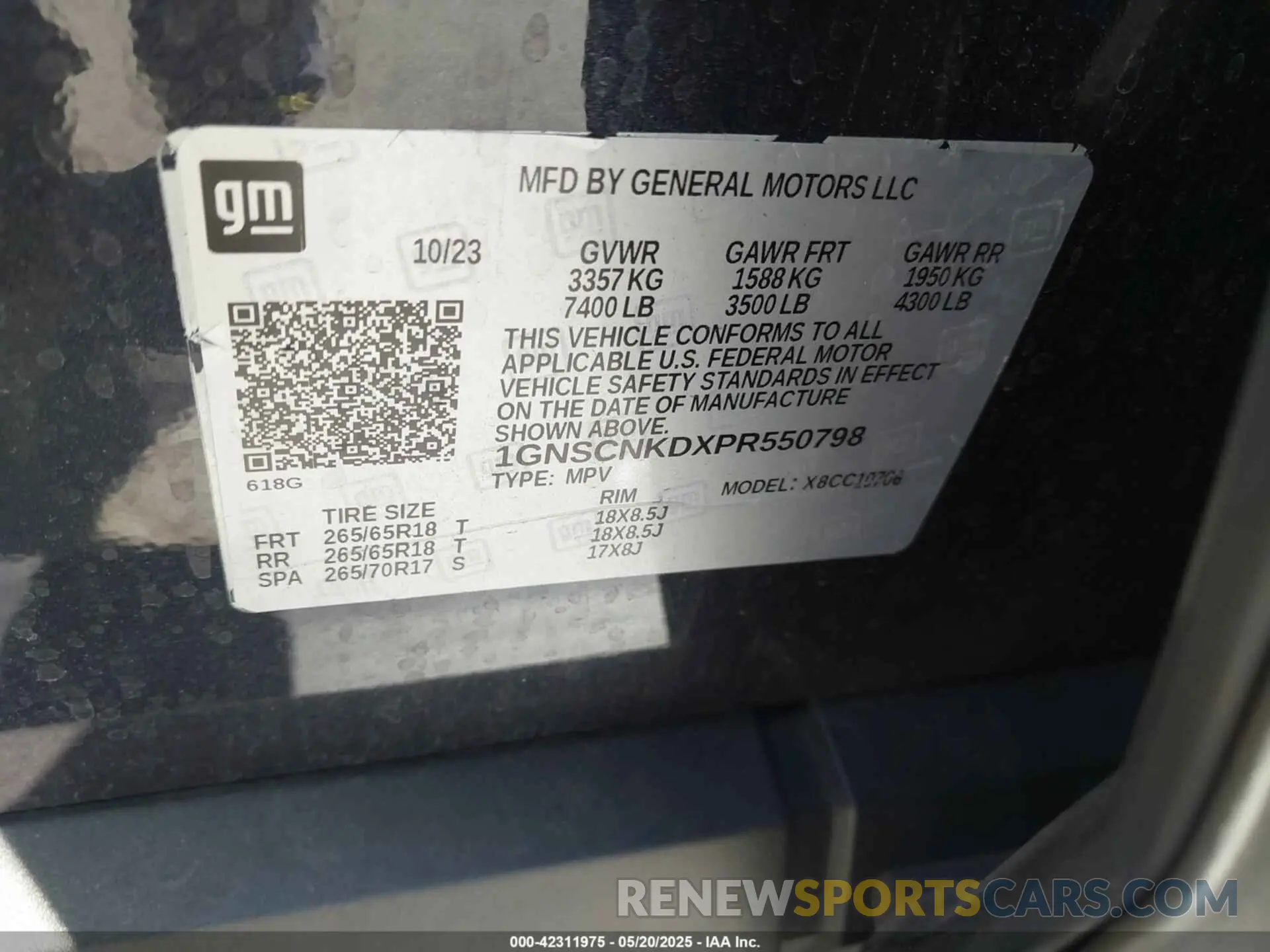 9 Photograph of a damaged car 1GNSCNKDXPR550798 CHEVROLET TAHOE 2023