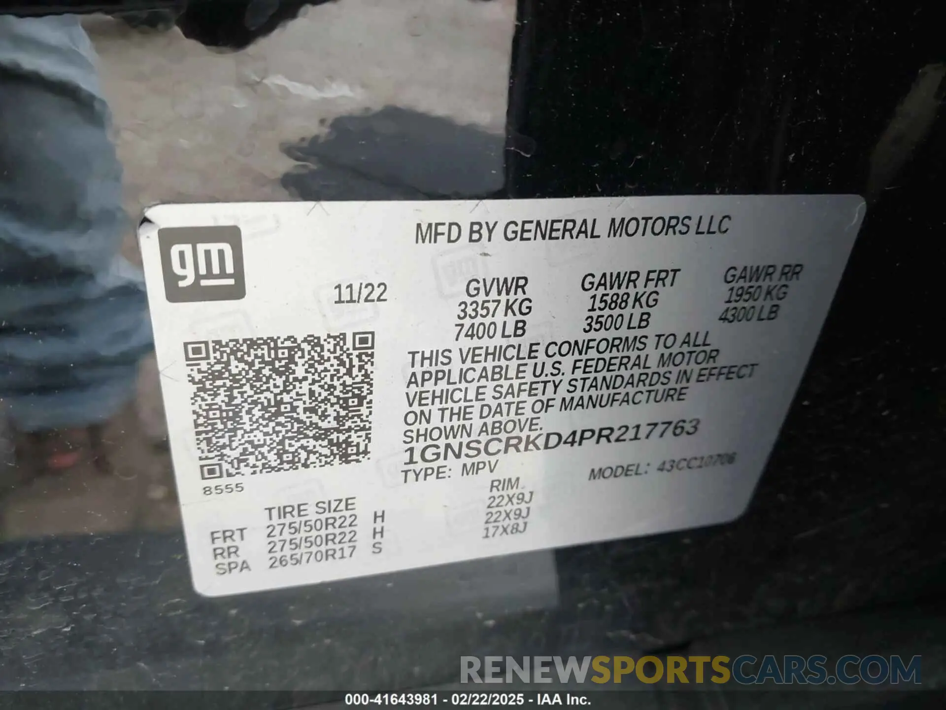 9 Photograph of a damaged car 1GNSCRKD4PR217763 CHEVROLET TAHOE 2023