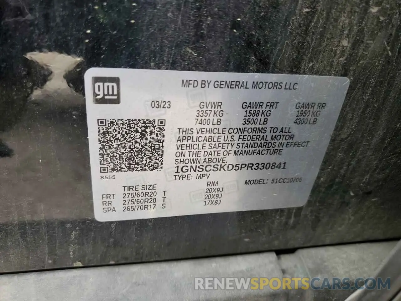 13 Photograph of a damaged car 1GNSCSKD5PR330841 CHEVROLET TAHOE 2023