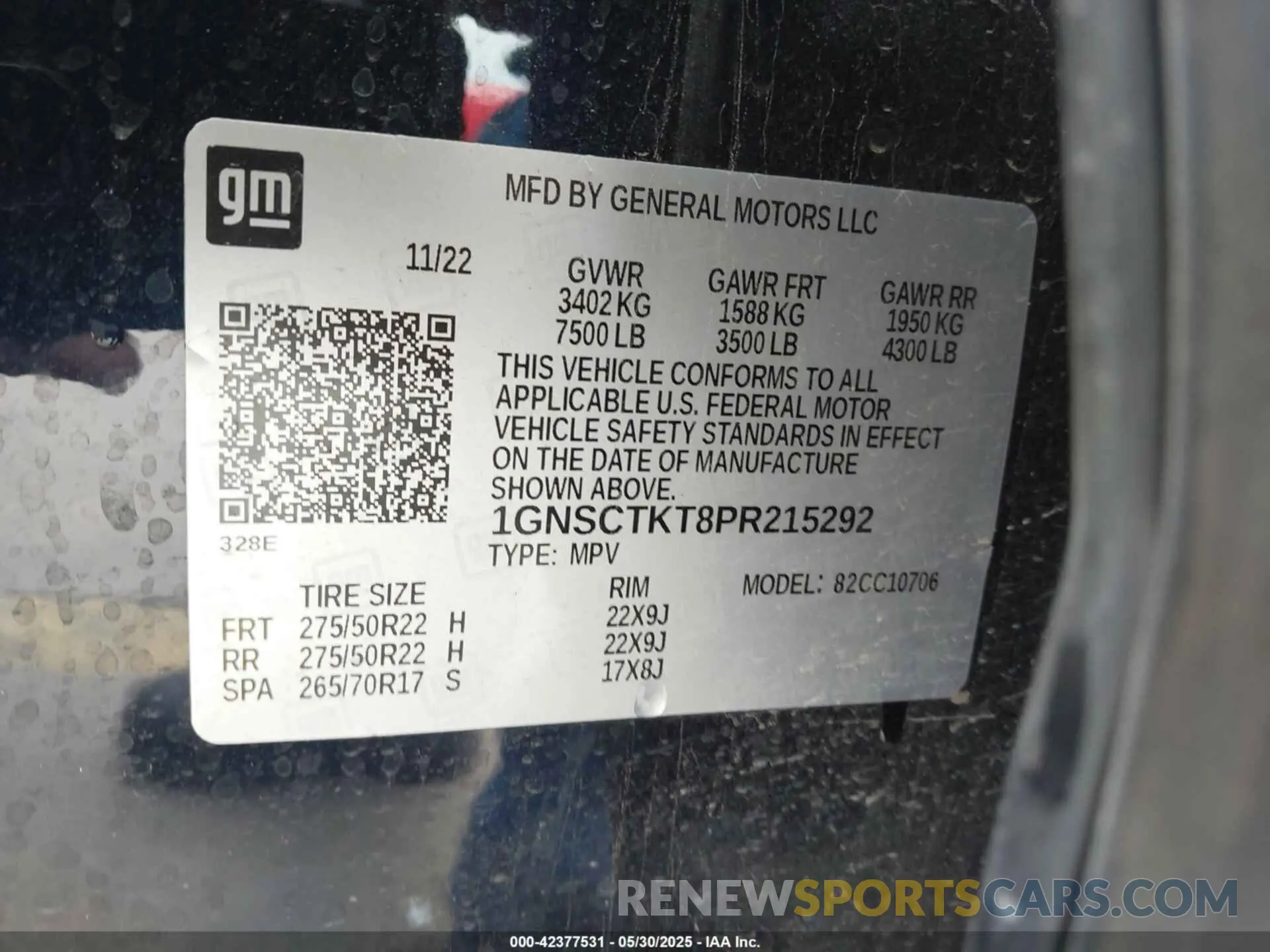 9 Photograph of a damaged car 1GNSCTKT8PR215292 CHEVROLET TAHOE 2023