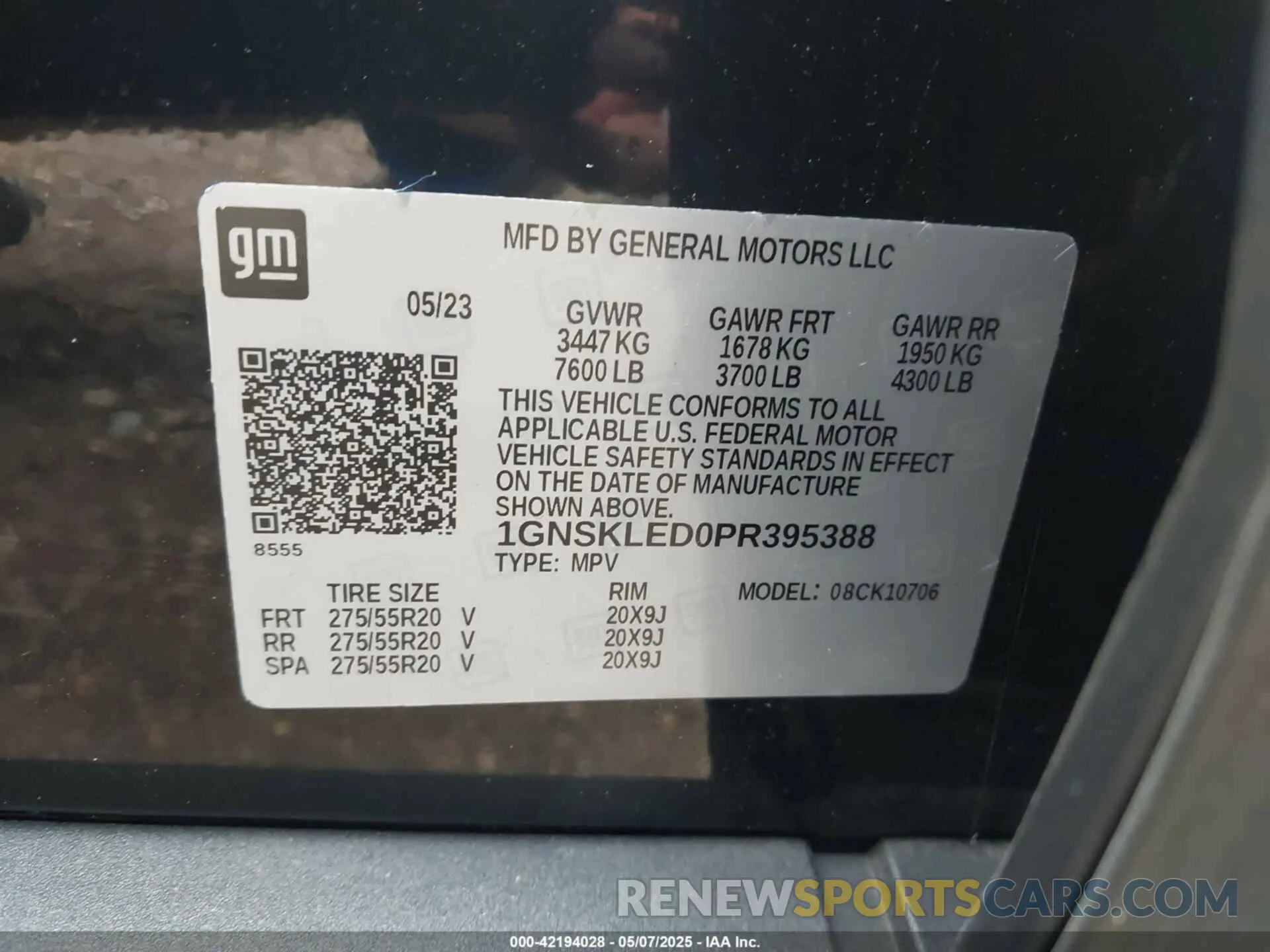 9 Photograph of a damaged car 1GNSKLED0PR395388 CHEVROLET TAHOE 2023