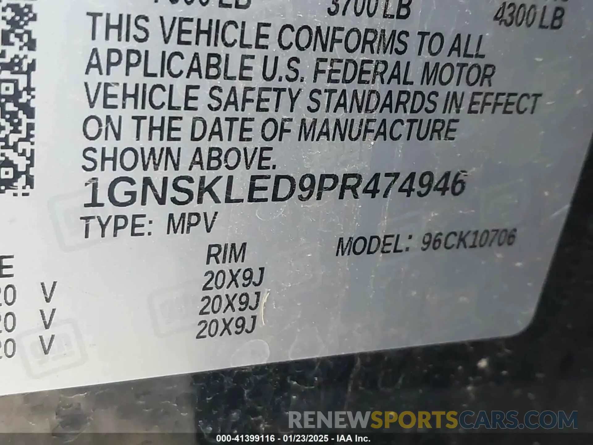 9 Photograph of a damaged car 1GNSKLED9PR474946 CHEVROLET TAHOE 2023