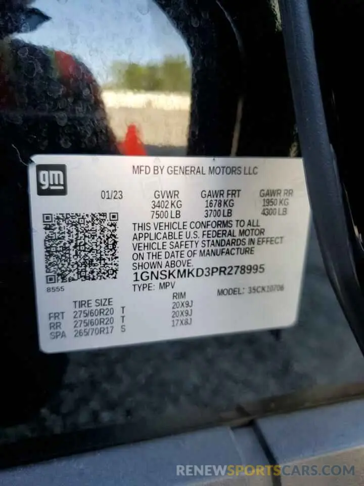 13 Photograph of a damaged car 1GNSKMKD3PR278995 CHEVROLET TAHOE 2023