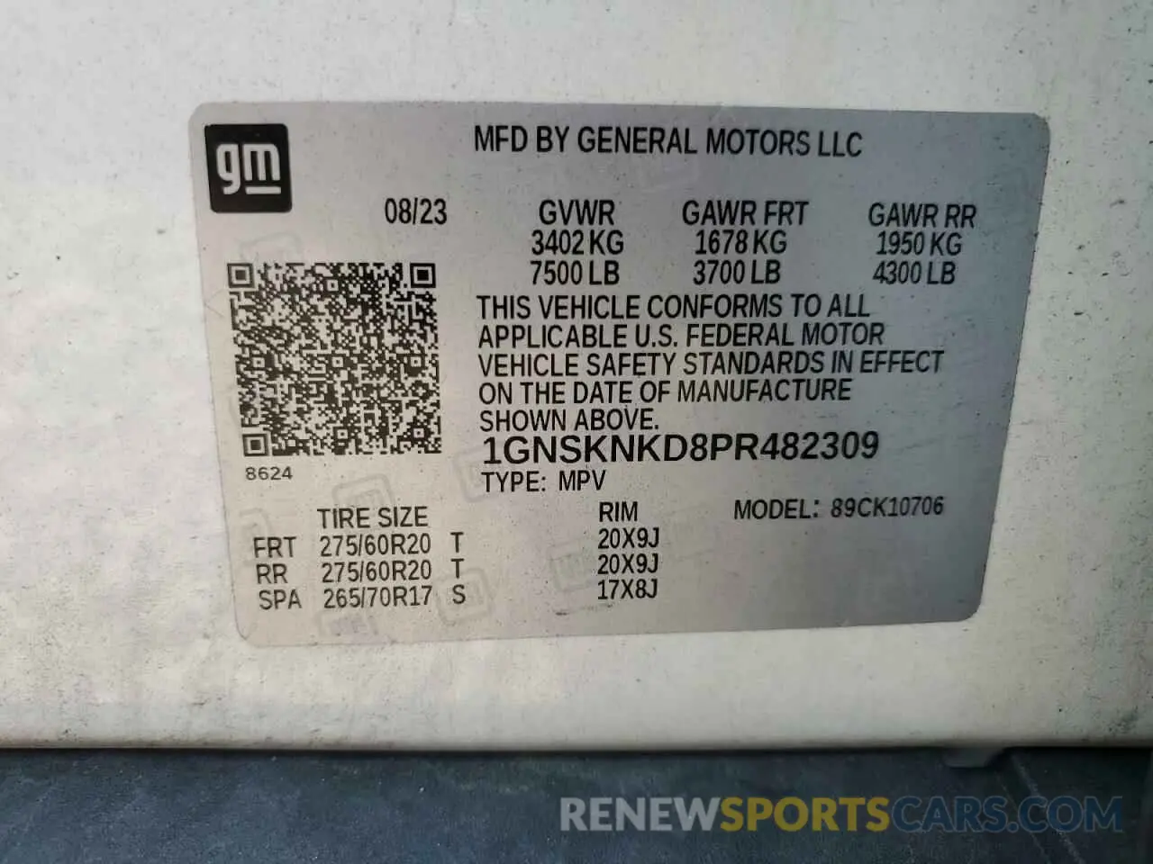 13 Photograph of a damaged car 1GNSKNKD8PR482309 CHEVROLET TAHOE 2023