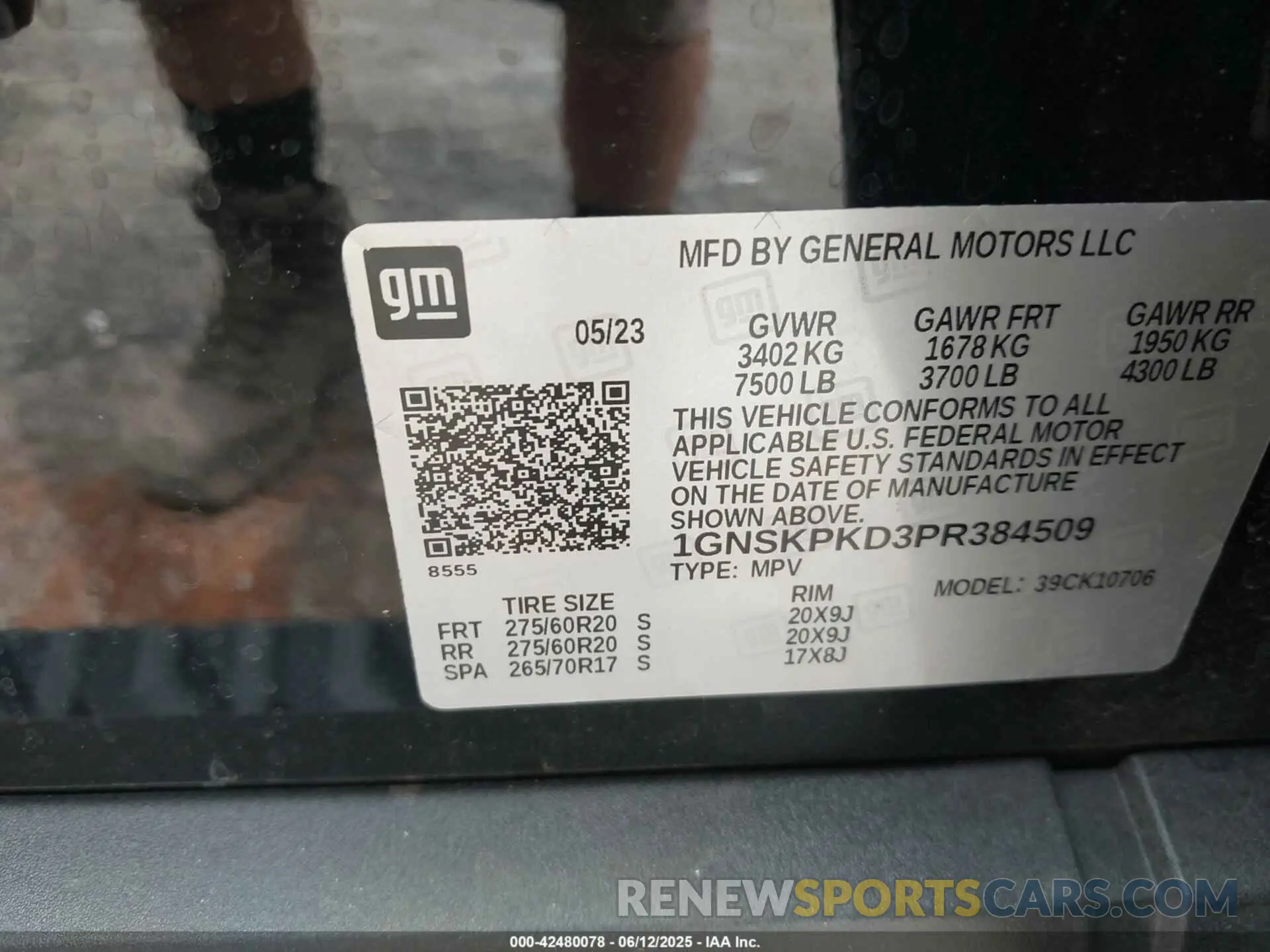 9 Photograph of a damaged car 1GNSKPKD3PR384509 CHEVROLET TAHOE 2023