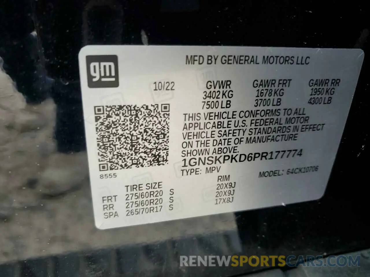 13 Photograph of a damaged car 1GNSKPKD6PR177774 CHEVROLET TAHOE 2023