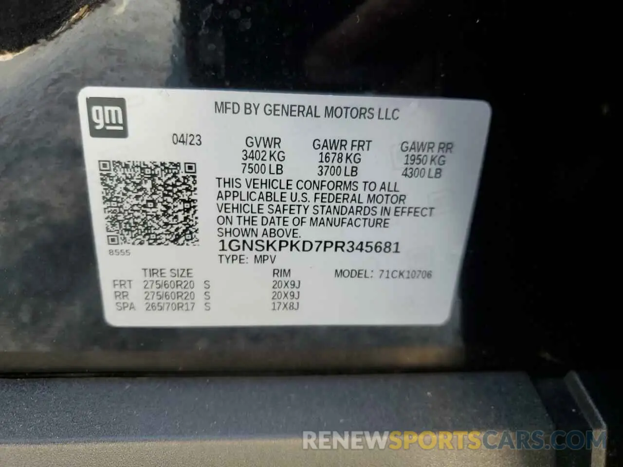 15 Photograph of a damaged car 1GNSKPKD7PR345681 CHEVROLET TAHOE 2023