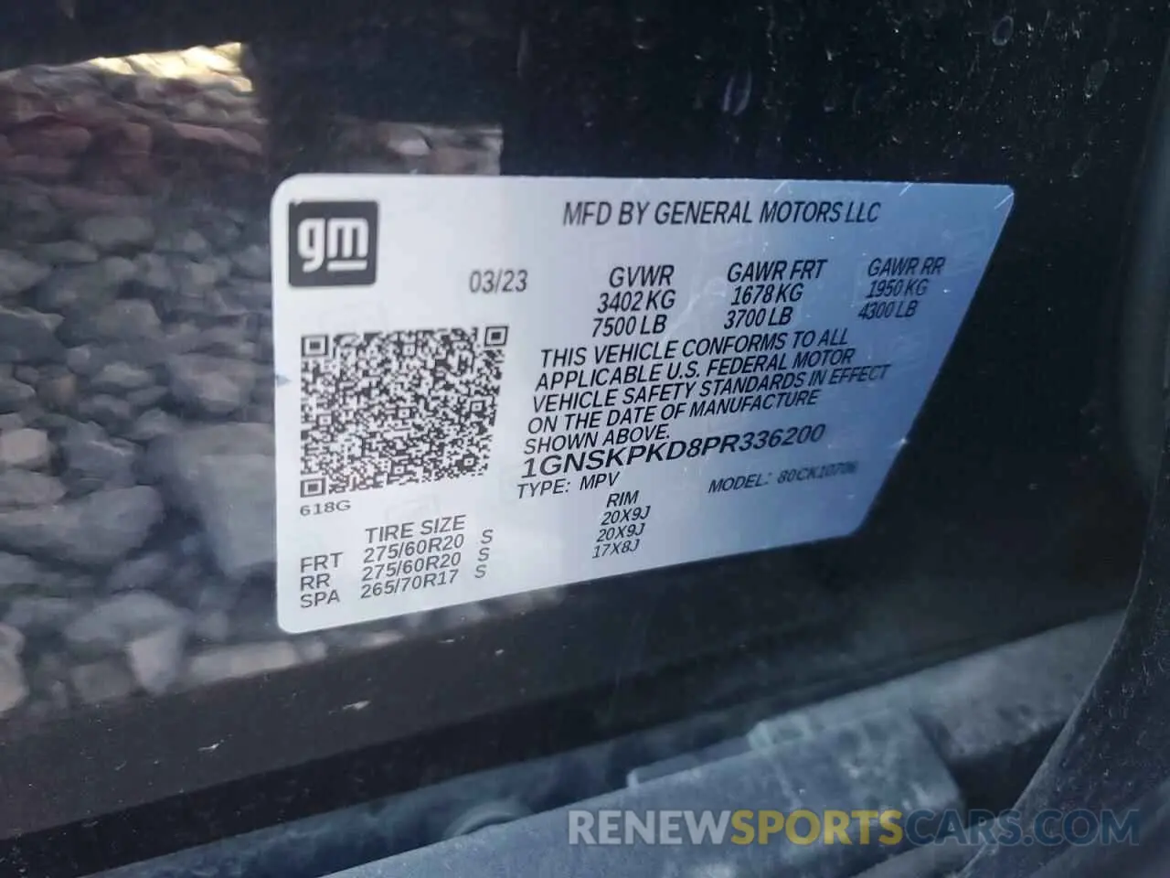 15 Photograph of a damaged car 1GNSKPKD8PR336200 CHEVROLET TAHOE 2023
